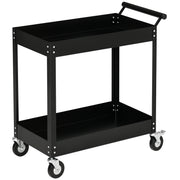 Aosom 2-Tier Rolling Steel Tool Cart - Black 330lb Capacity-Home Improvement > Tools > Tool Organizers-DECOROLALA