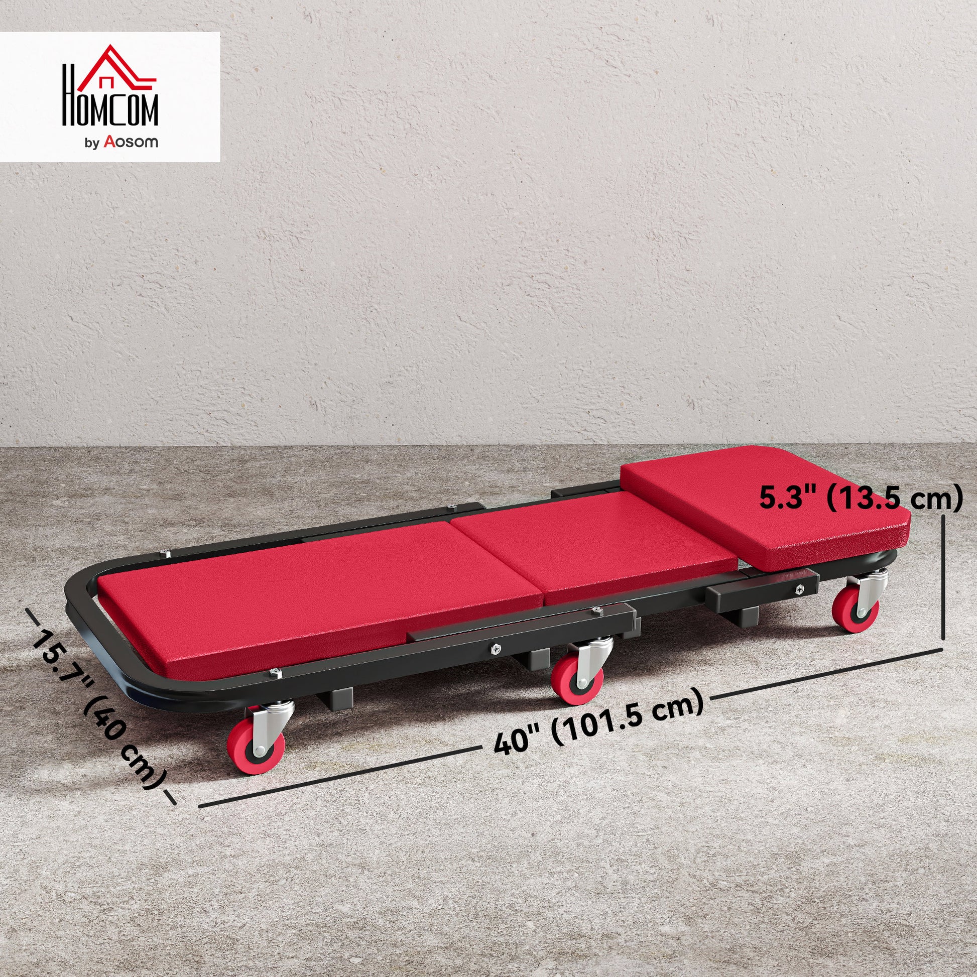 Aosom 2-in-1 Mechanic Creeper Seat - 330 lbs Rolling Stool Red-Home Improvement > Tools > Automotive-DECOROLALA