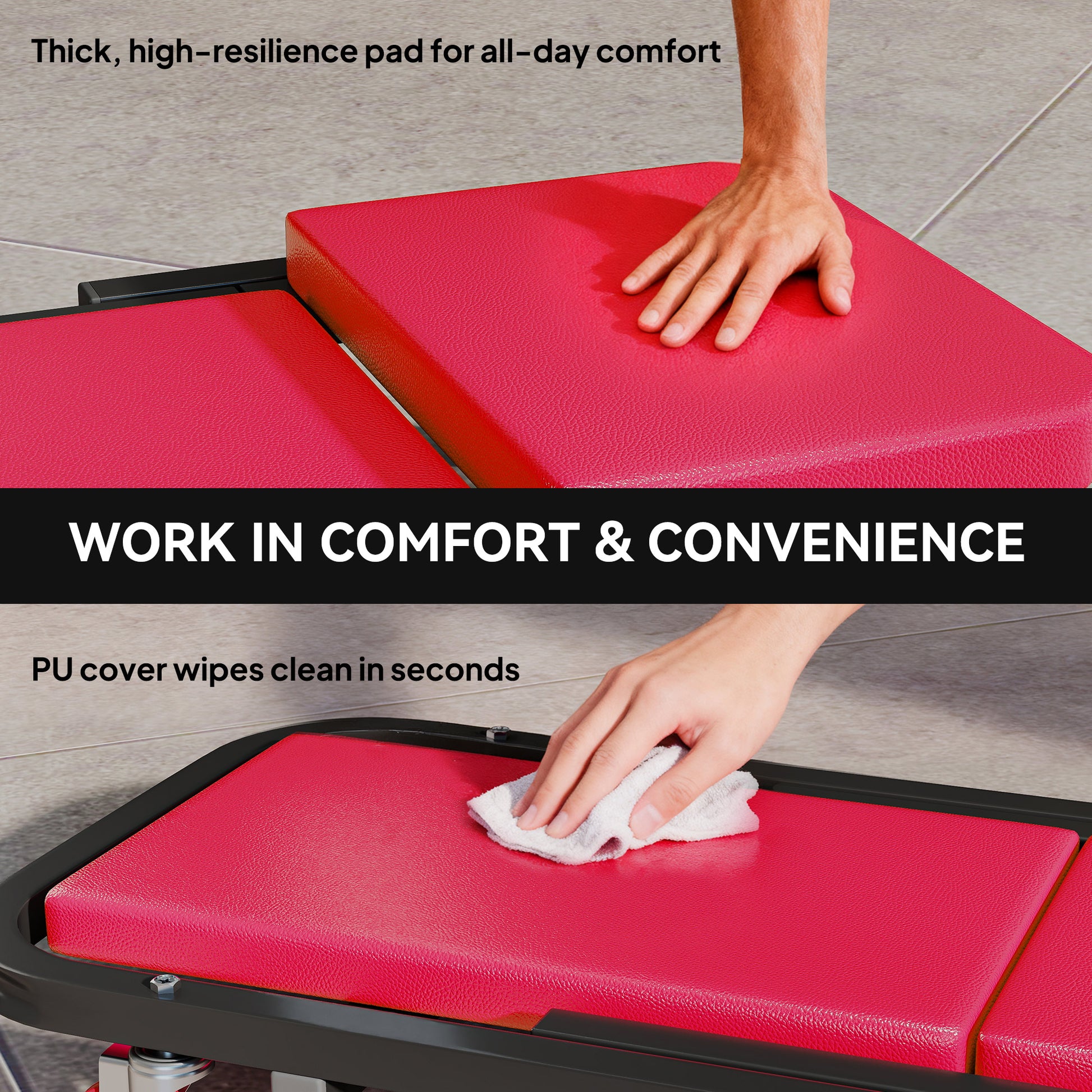 Aosom 2-in-1 Mechanic Creeper Seat - 330 lbs Rolling Stool Red-Home Improvement > Tools > Automotive-DECOROLALA