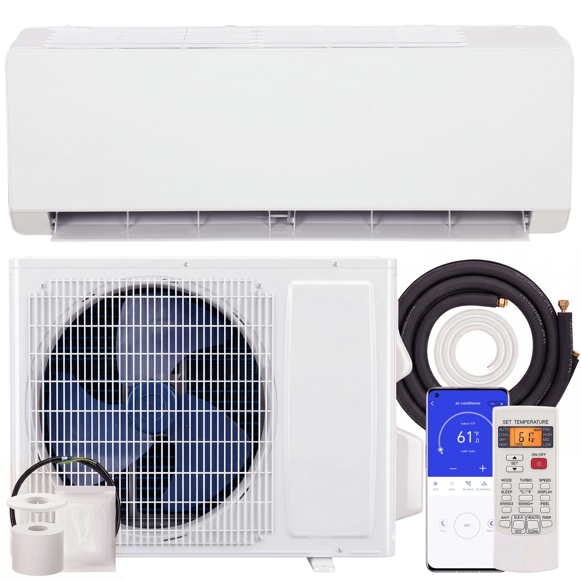 Aosom 23000 BTU Mini Split Air Conditioner & Heat Pump WiFi 22 SEER2-Air Conditioner-DECOROLALA