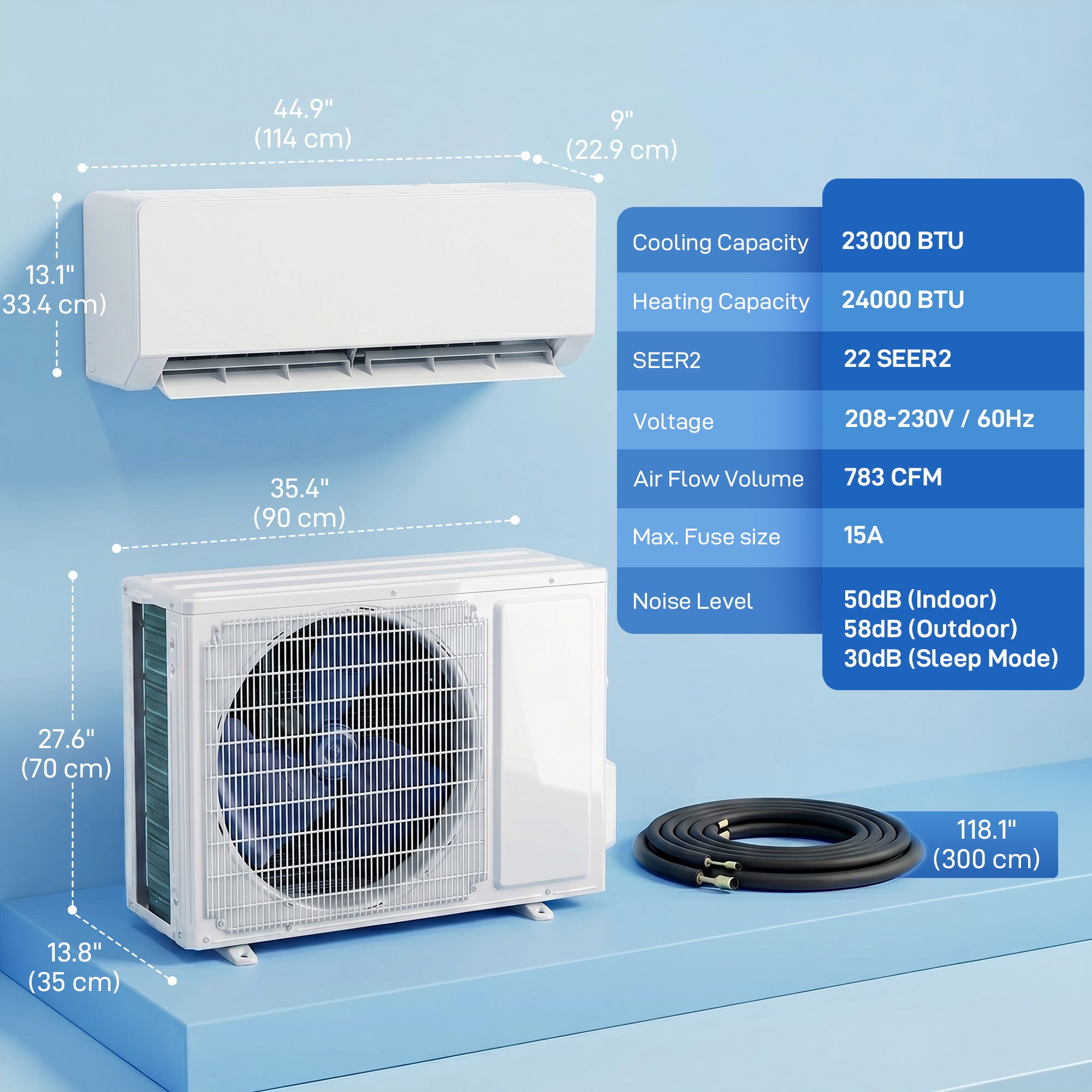 Aosom 23000 BTU Mini Split Air Conditioner & Heat Pump WiFi 22 SEER2-Air Conditioner-DECOROLALA