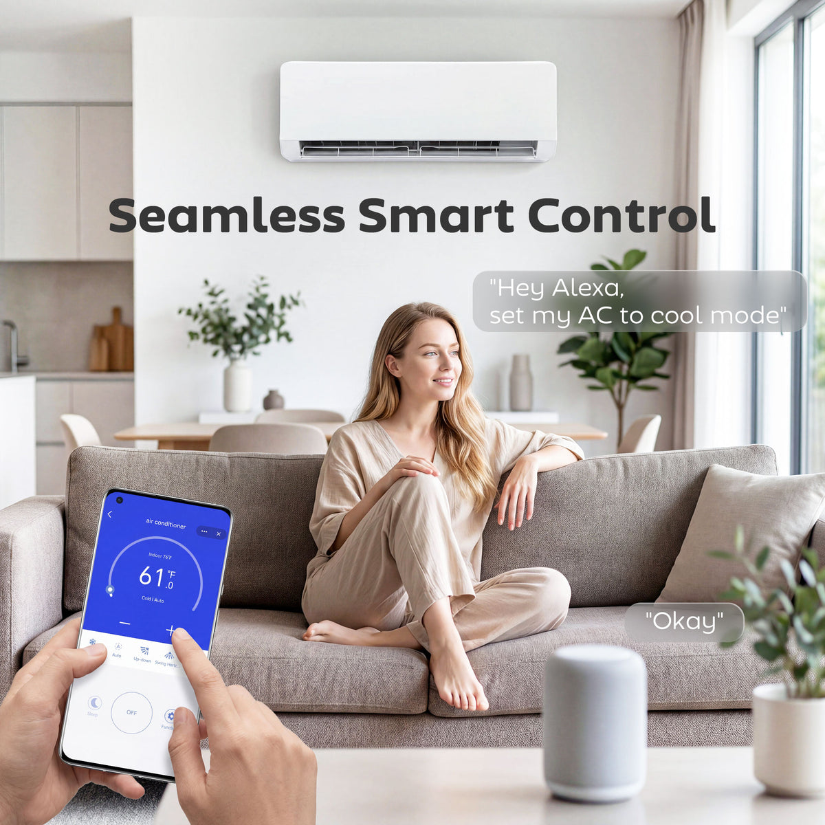 Aosom 23000 BTU Mini Split Air Conditioner & Heat Pump WiFi 22 SEER2-Air Conditioner-DECOROLALA