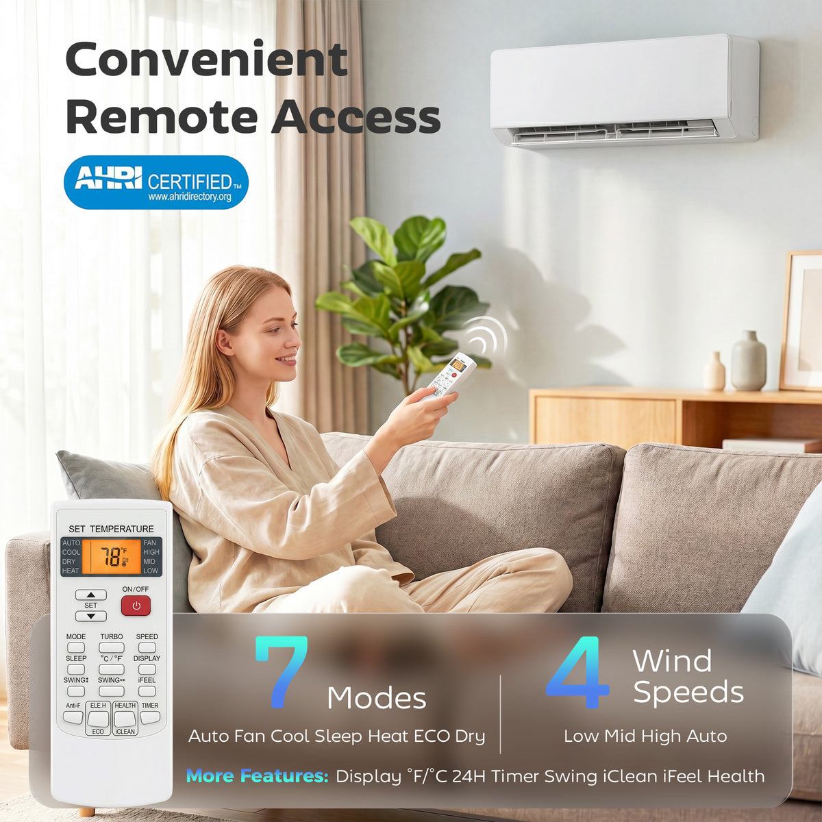 Aosom 23000 BTU Mini Split Air Conditioner & Heat Pump WiFi 22 SEER2-Air Conditioner-DECOROLALA