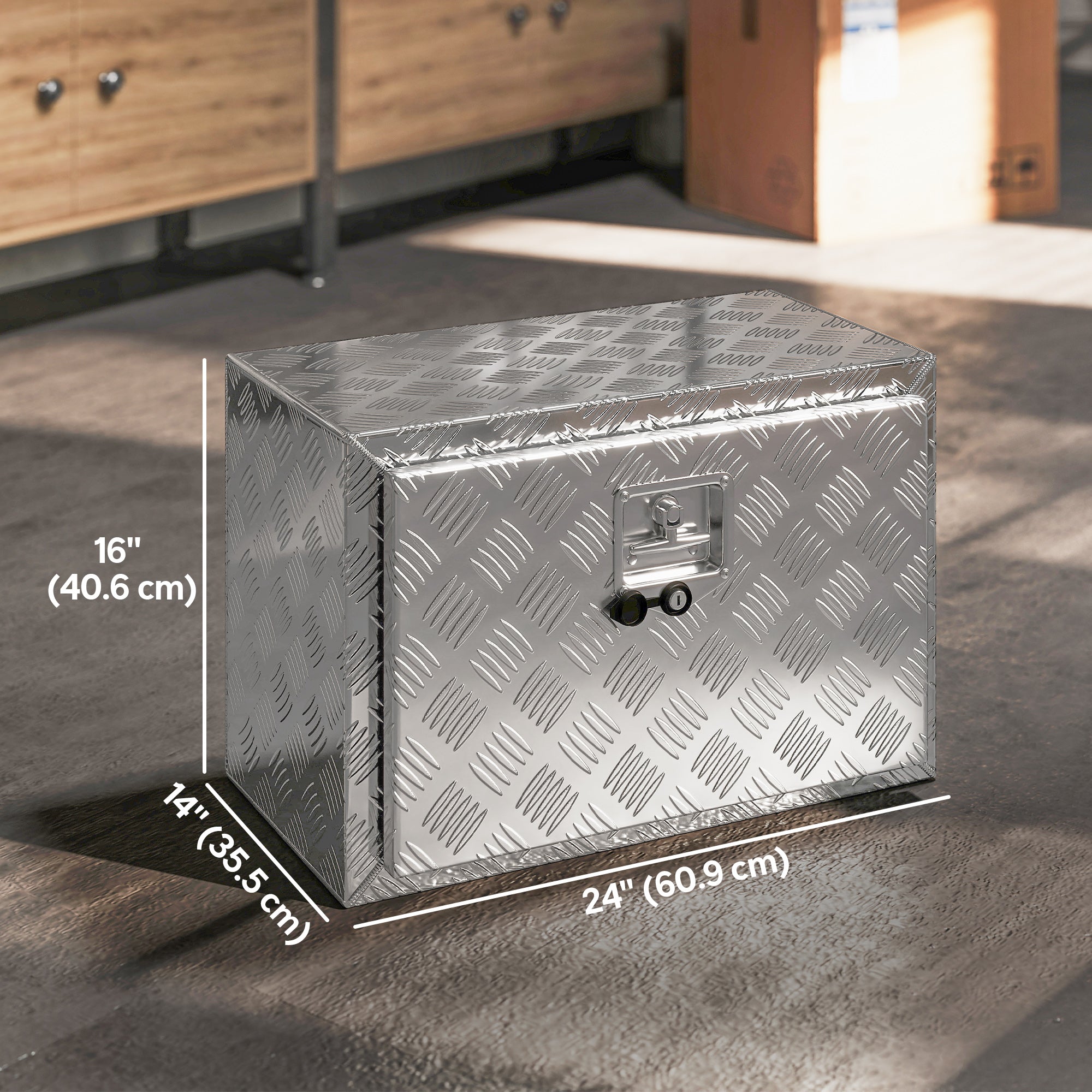 Aosom 24" Aluminum Underbody Truck Tool Box - 20 Gal Silver-Home Improvement > Tools > Tool Organizers-DECOROLALA