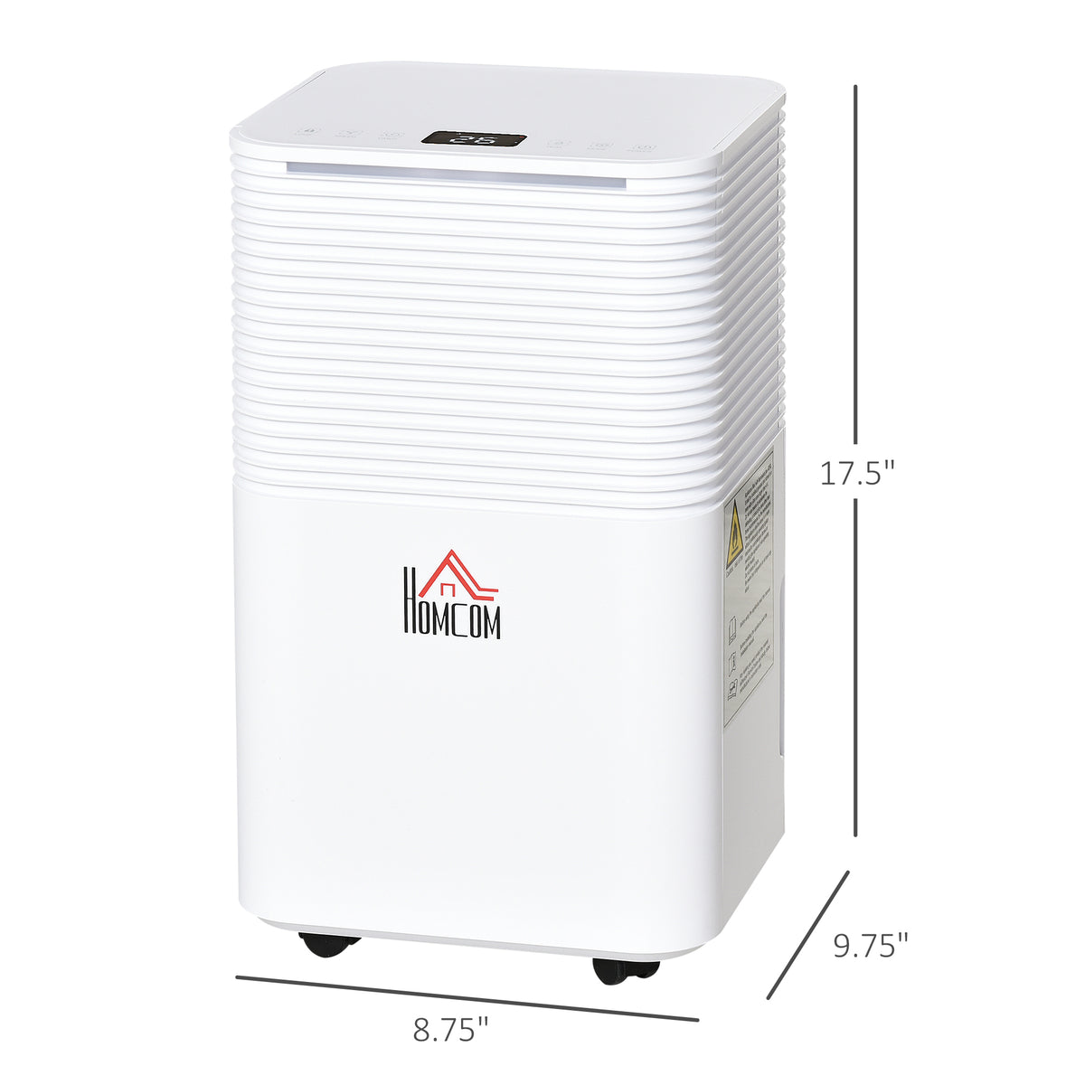 Aosom 25-Pint Portable Quiet Dehumidifier - 1500 sq. ft. White-Home Dehumidifiers-DECOROLALA