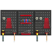 Aosom 28-Piece Metal Pegboard Tool Organizer - Black and Red-Home Improvement > Tools > Tool Organizers-DECOROLALA