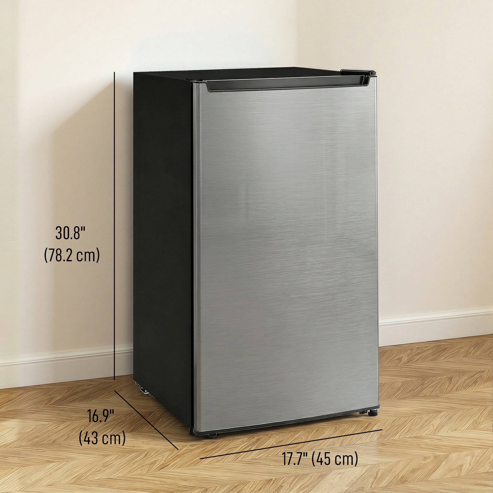 Aosom 2.1 Cu. Ft. Compact Upright Freezer, Reversible Silver-DECOROLALA