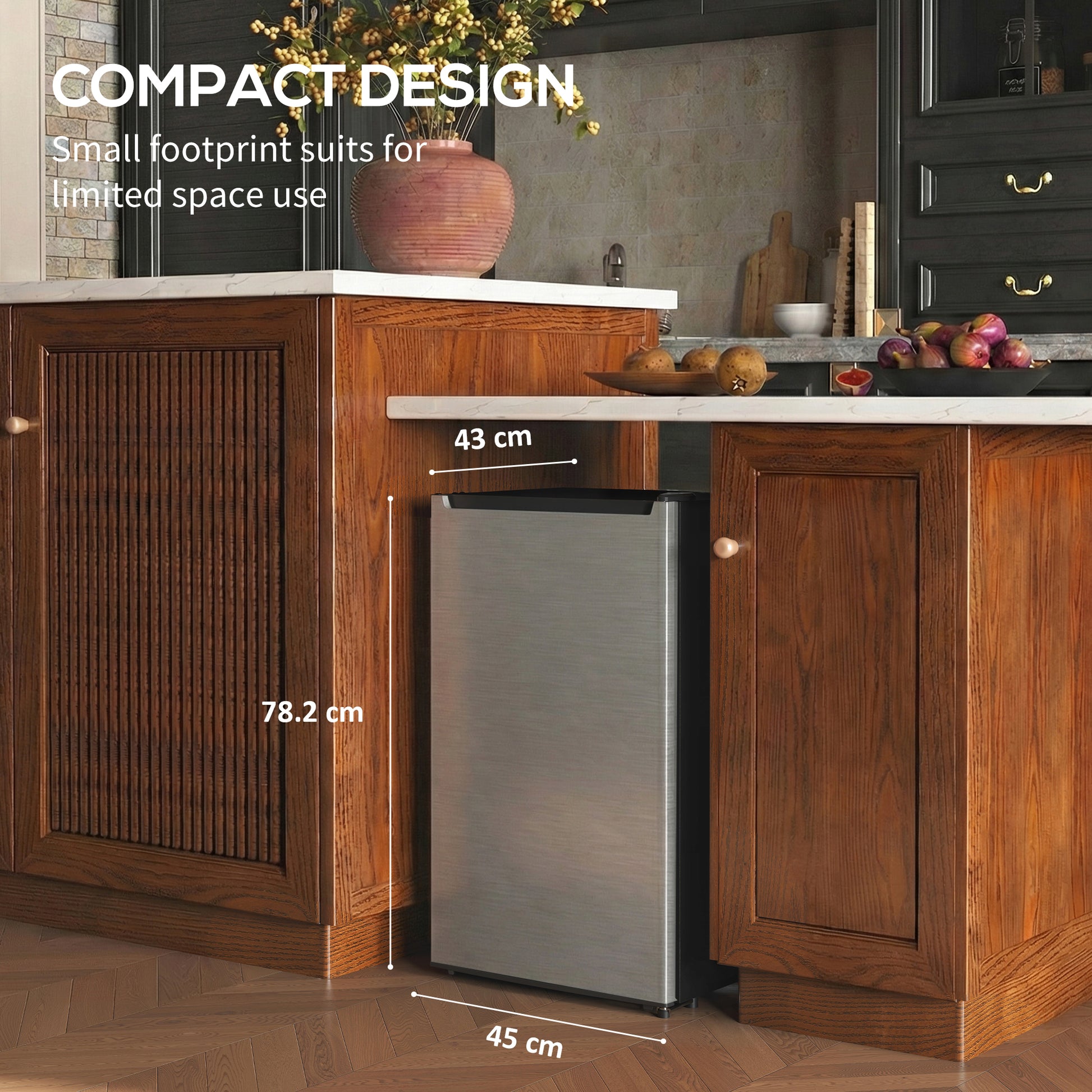 Aosom 2.1 Cu. Ft. Compact Upright Freezer, Reversible Silver-DECOROLALA