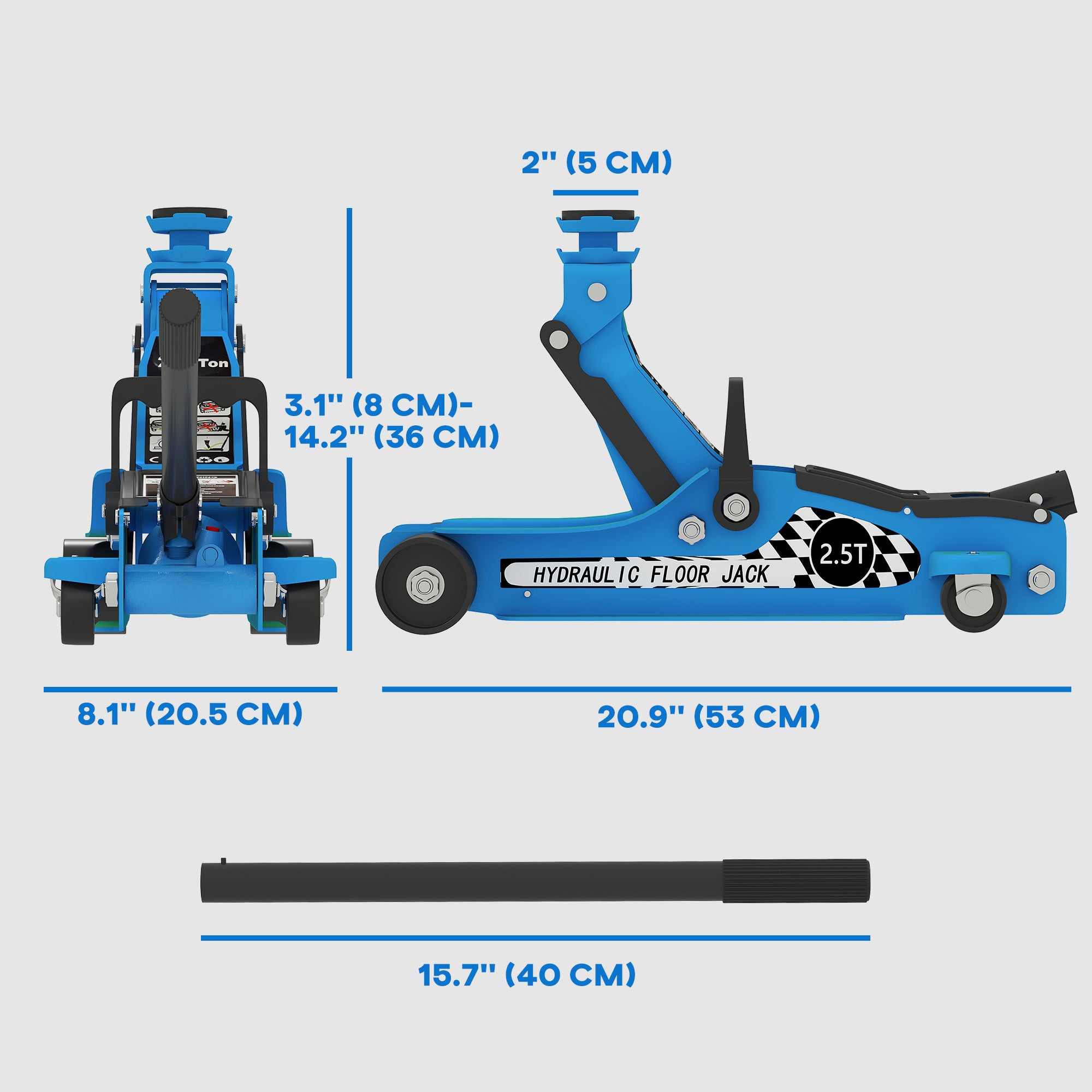 Aosom 2.5 Ton Low Profile Hydraulic Racing Floor Jack - Blue-Home Improvement > Tools > Automotive-DECOROLALA