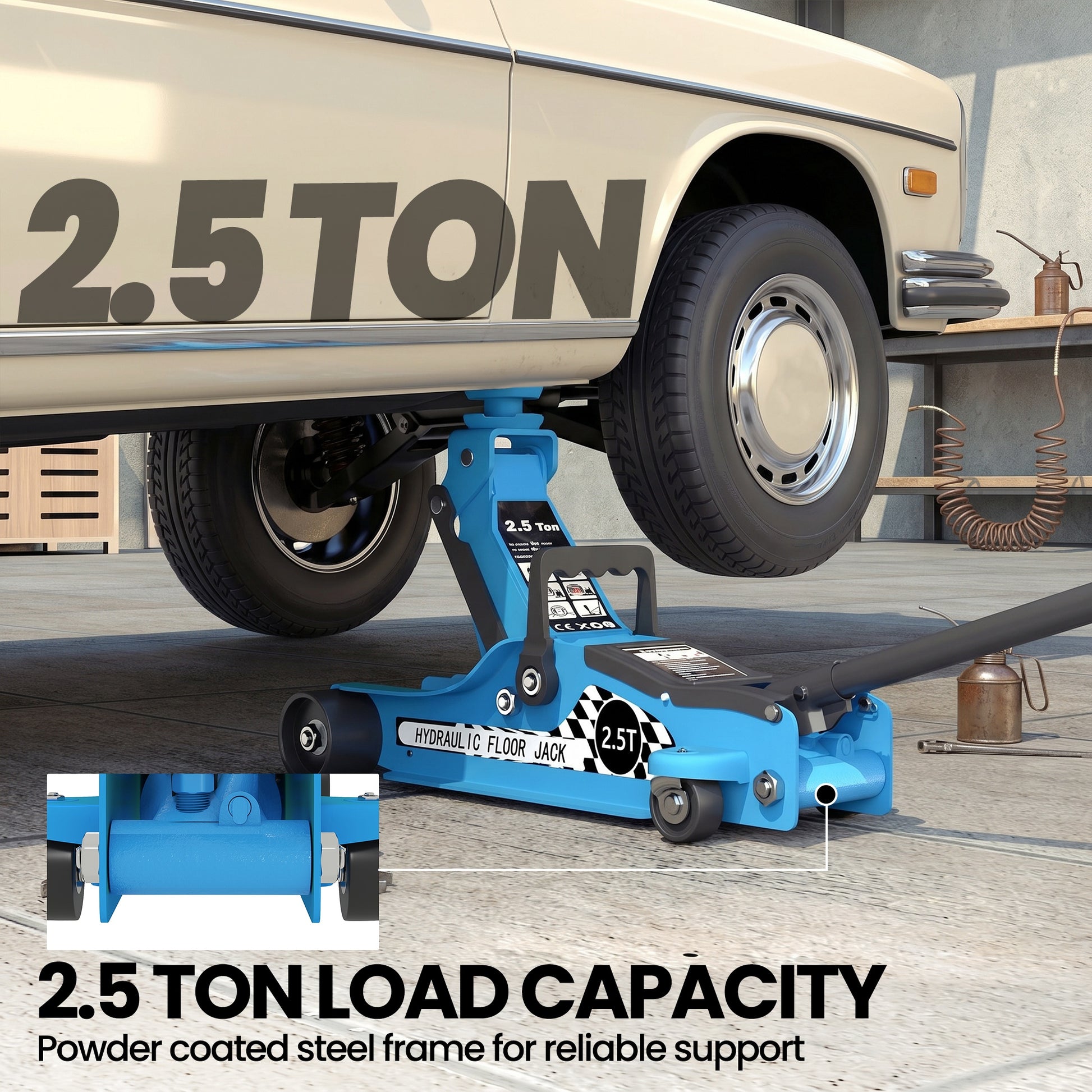 Aosom 2.5 Ton Low Profile Hydraulic Racing Floor Jack - Blue-Home Improvement > Tools > Automotive-DECOROLALA