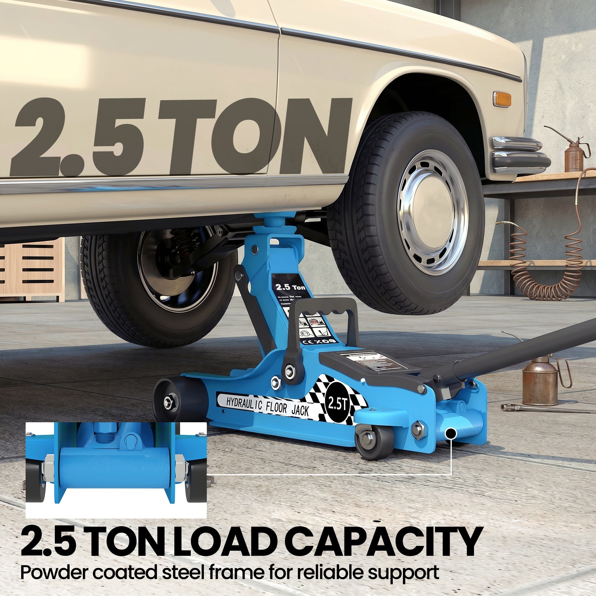 Aosom 2.5 Ton Low Profile Hydraulic Racing Floor Jack - Blue-Home Improvement > Tools > Automotive-DECOROLALA