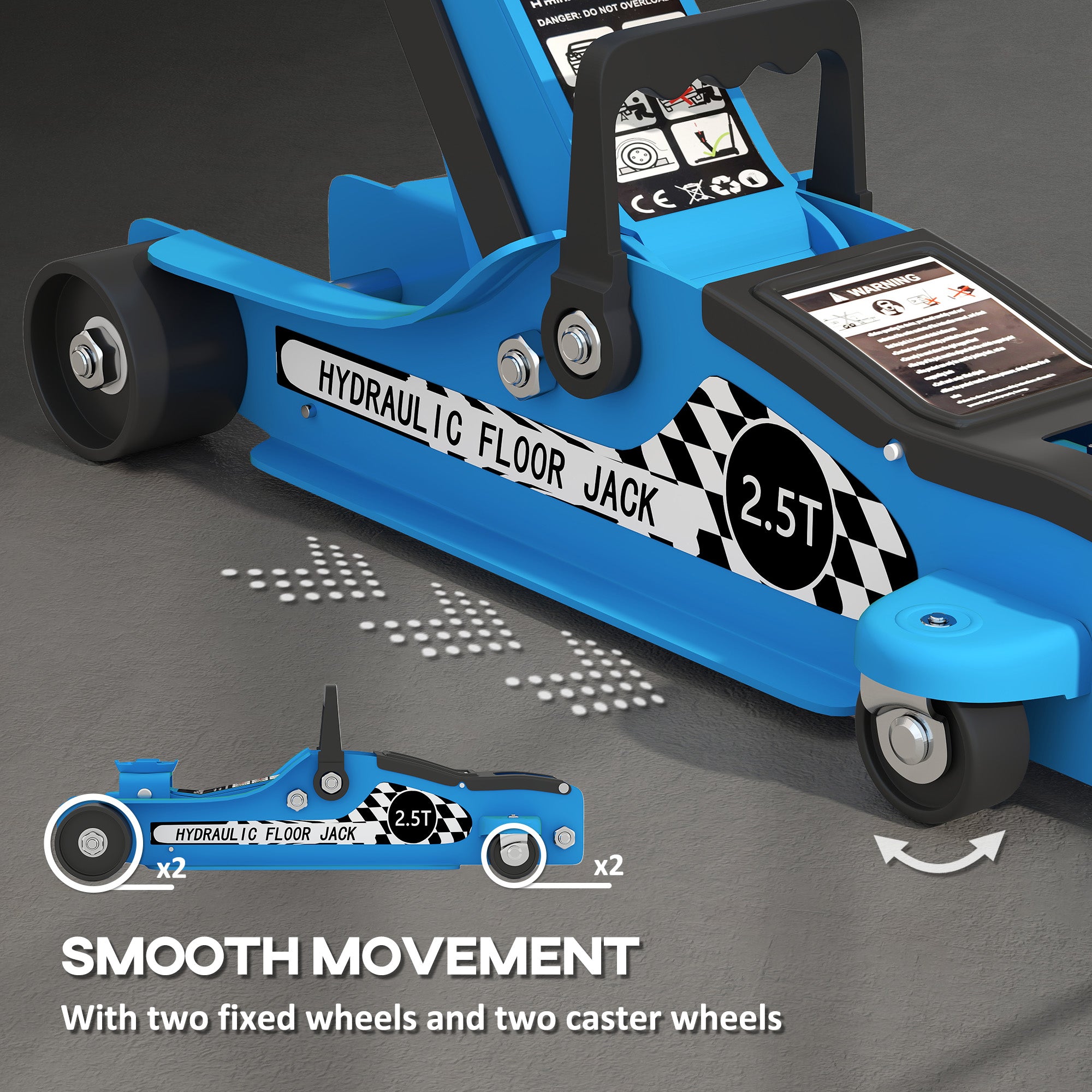 Aosom 2.5 Ton Low Profile Hydraulic Racing Floor Jack - Blue-Home Improvement > Tools > Automotive-DECOROLALA