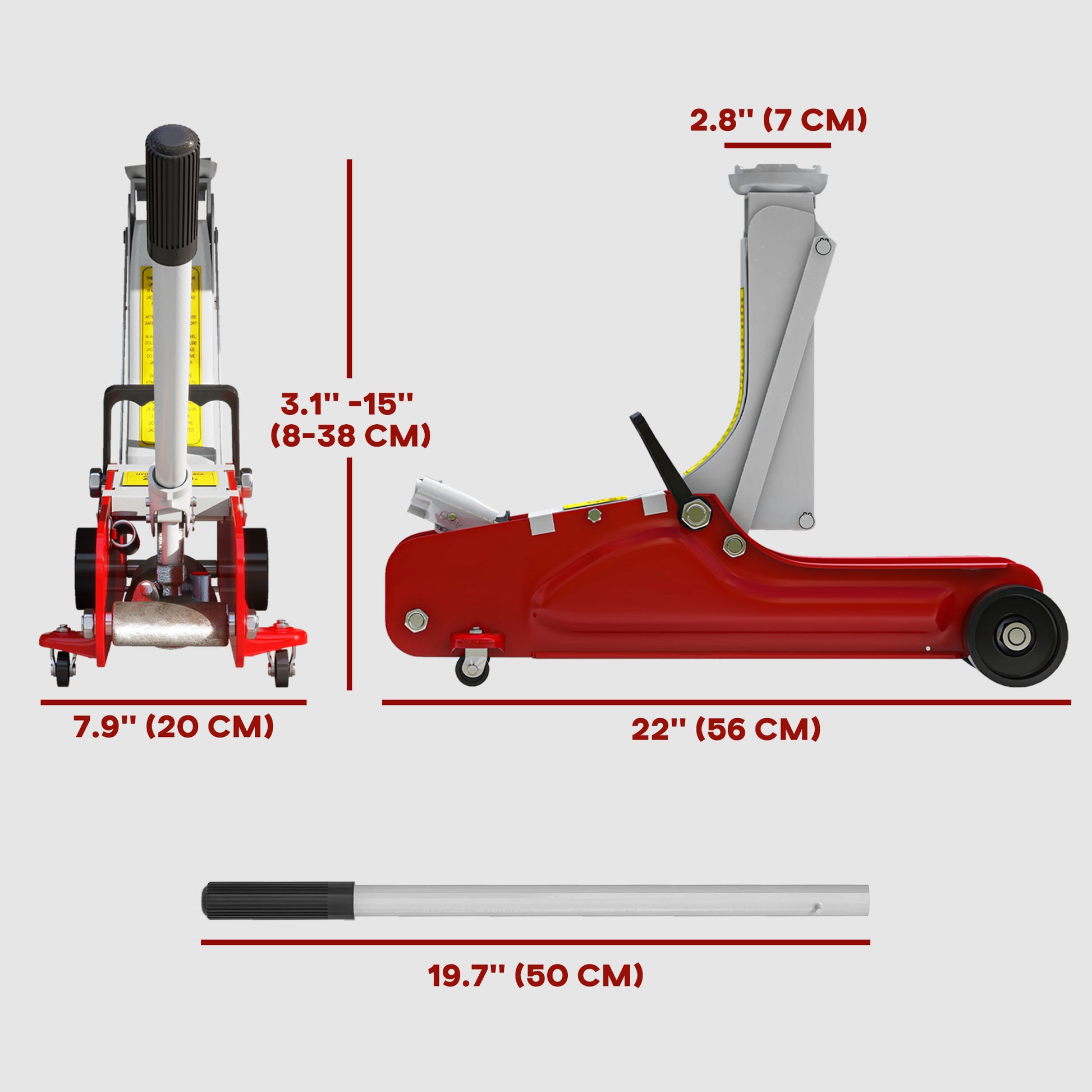 Aosom 2.5 Ton Low Profile Hydraulic Racing Floor Jack - Red-Home Improvement > Tools > Automotive-DECOROLALA