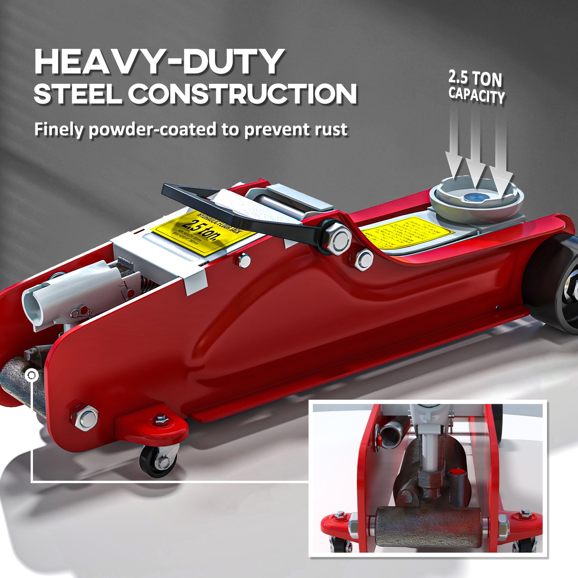 Aosom 2.5 Ton Low Profile Hydraulic Racing Floor Jack - Red-Home Improvement > Tools > Automotive-DECOROLALA