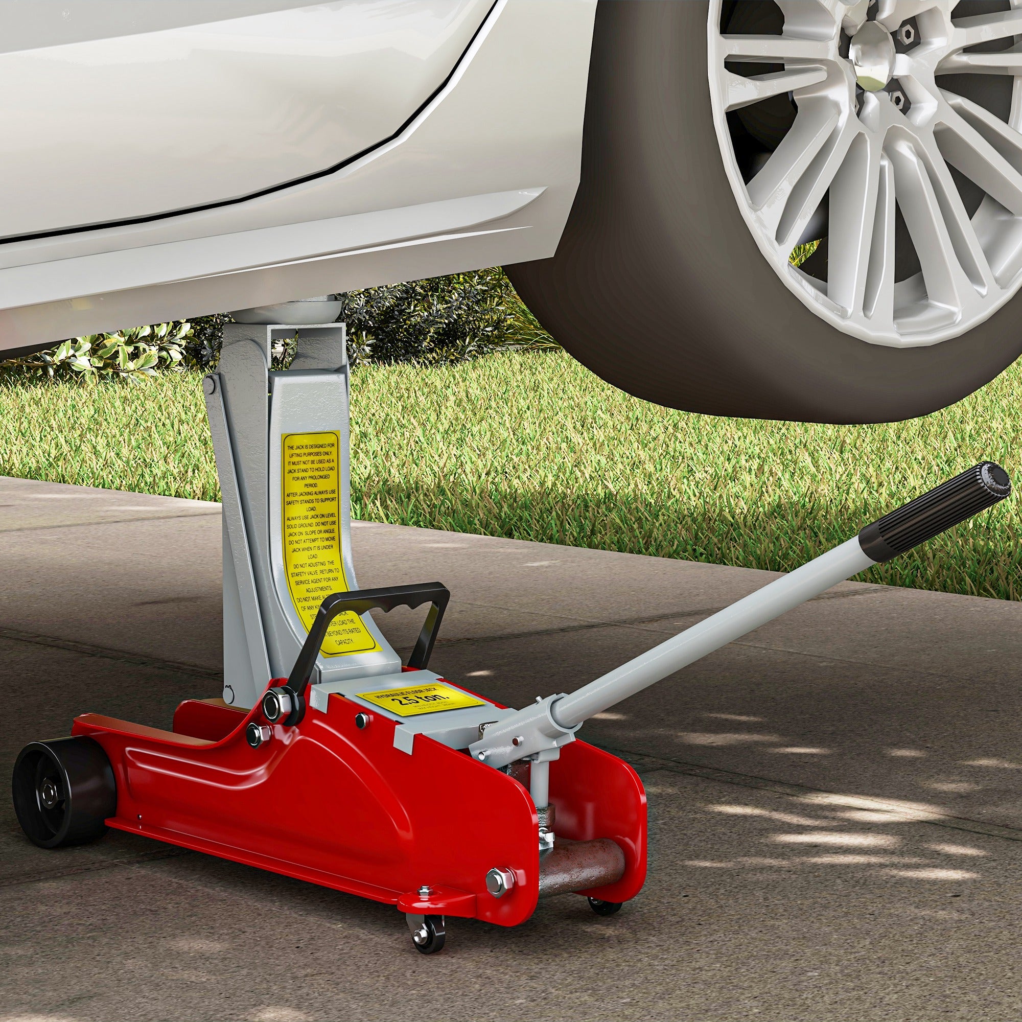 Aosom 2.5 Ton Low Profile Hydraulic Racing Floor Jack - Red-Home Improvement > Tools > Automotive-DECOROLALA