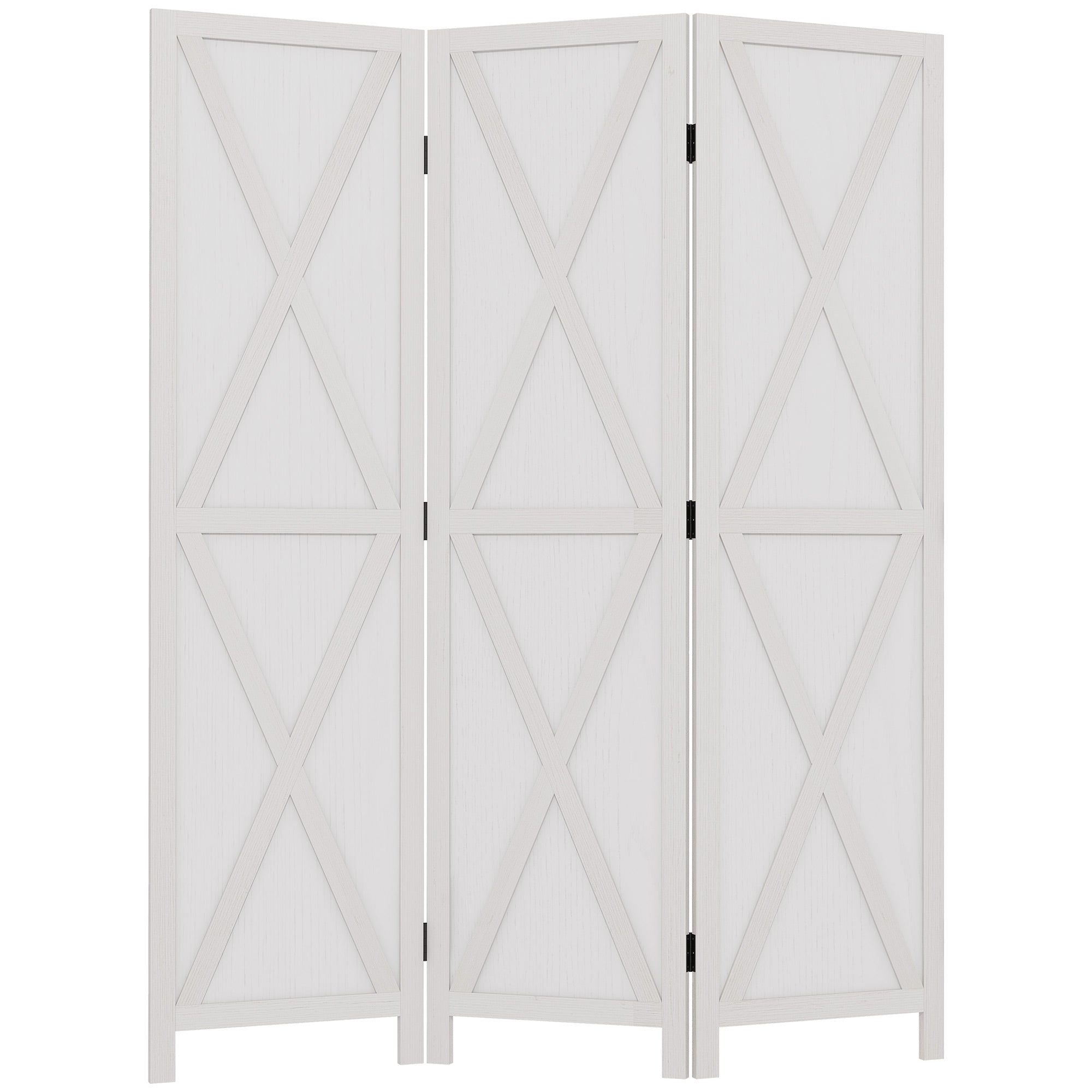 Aosom 3-Panel Farmhouse Wood Room Divider - White 5.6FT-Home Furnishings > Living Room Furniture > Room Dividers-DECOROLALA