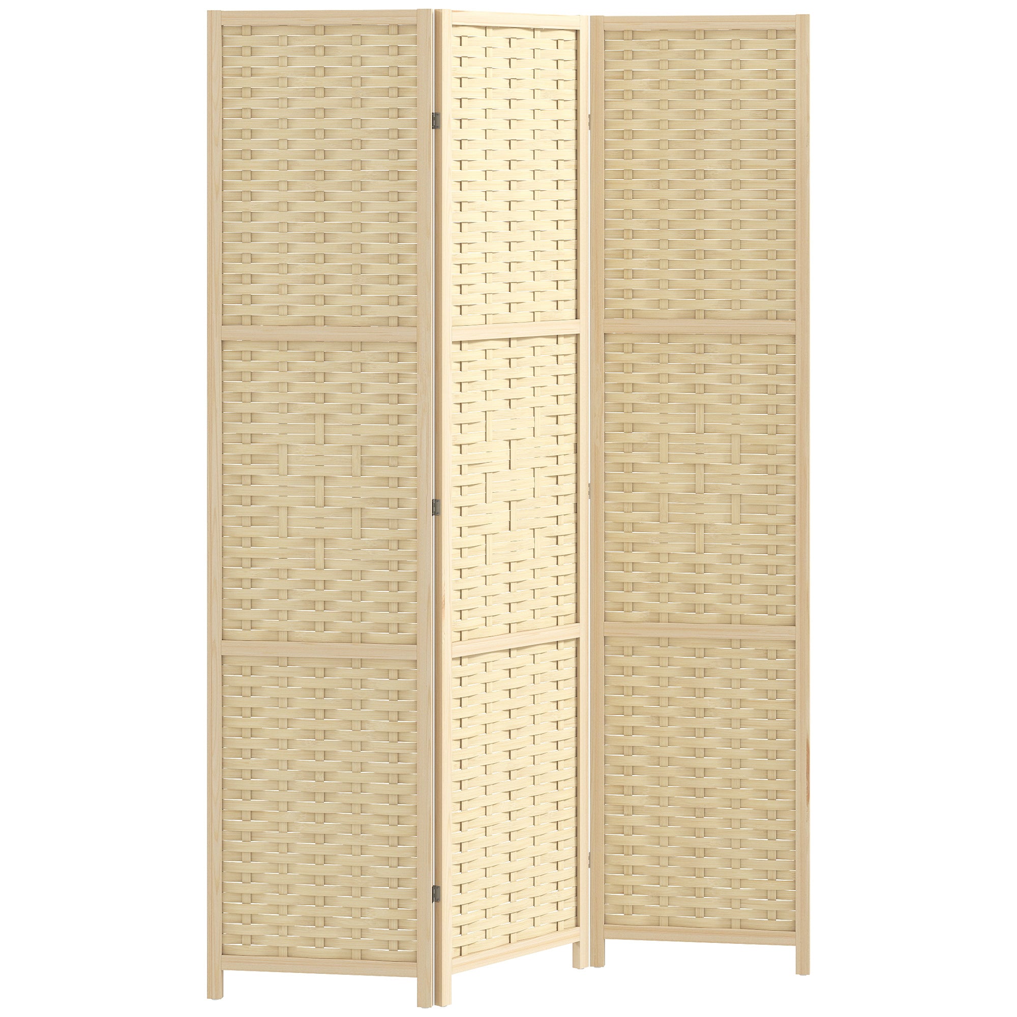 Aosom 3-Panel Folding Room Divider - 5.6' Natural Wood & Bamboo-Home Furnishings > Living Room Furniture > Room Dividers-DECOROLALA