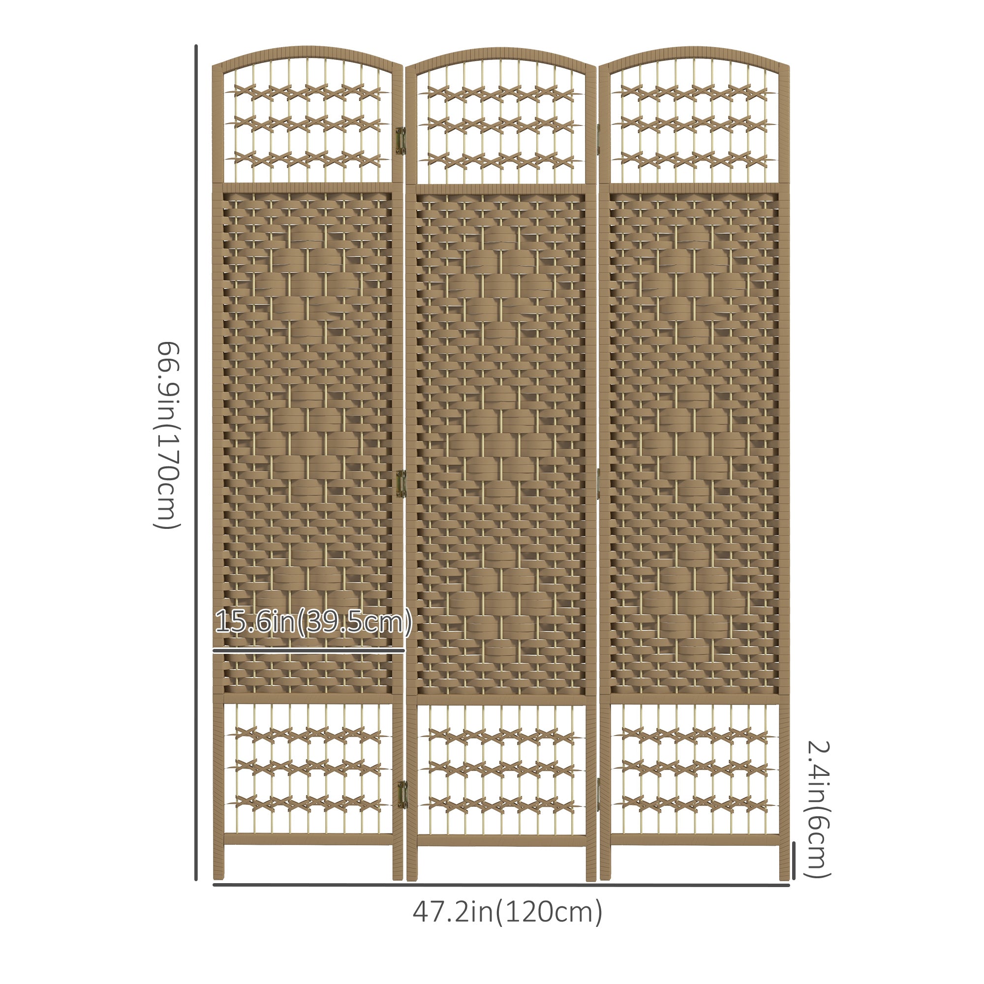 Aosom 3-Panel Folding Room Divider - Natural Fiber Privacy Screen-Home Furnishings > Living Room Furniture > Room Dividers-DECOROLALA