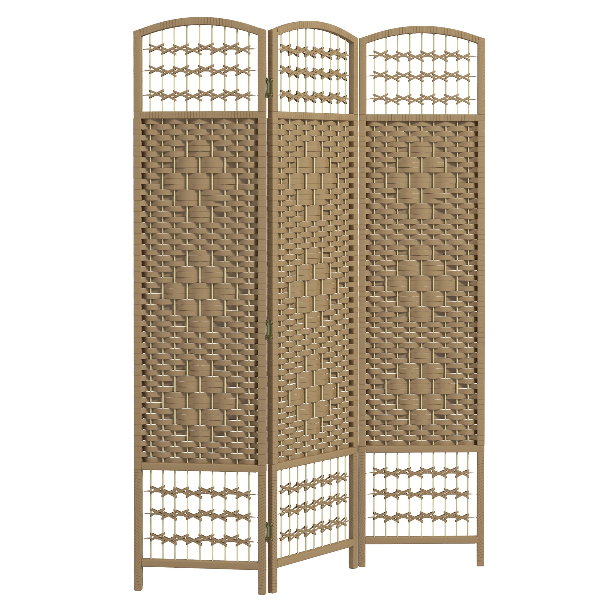 Aosom 3-Panel Folding Room Divider - Natural Fiber Privacy Screen-Home Furnishings > Living Room Furniture > Room Dividers-DECOROLALA