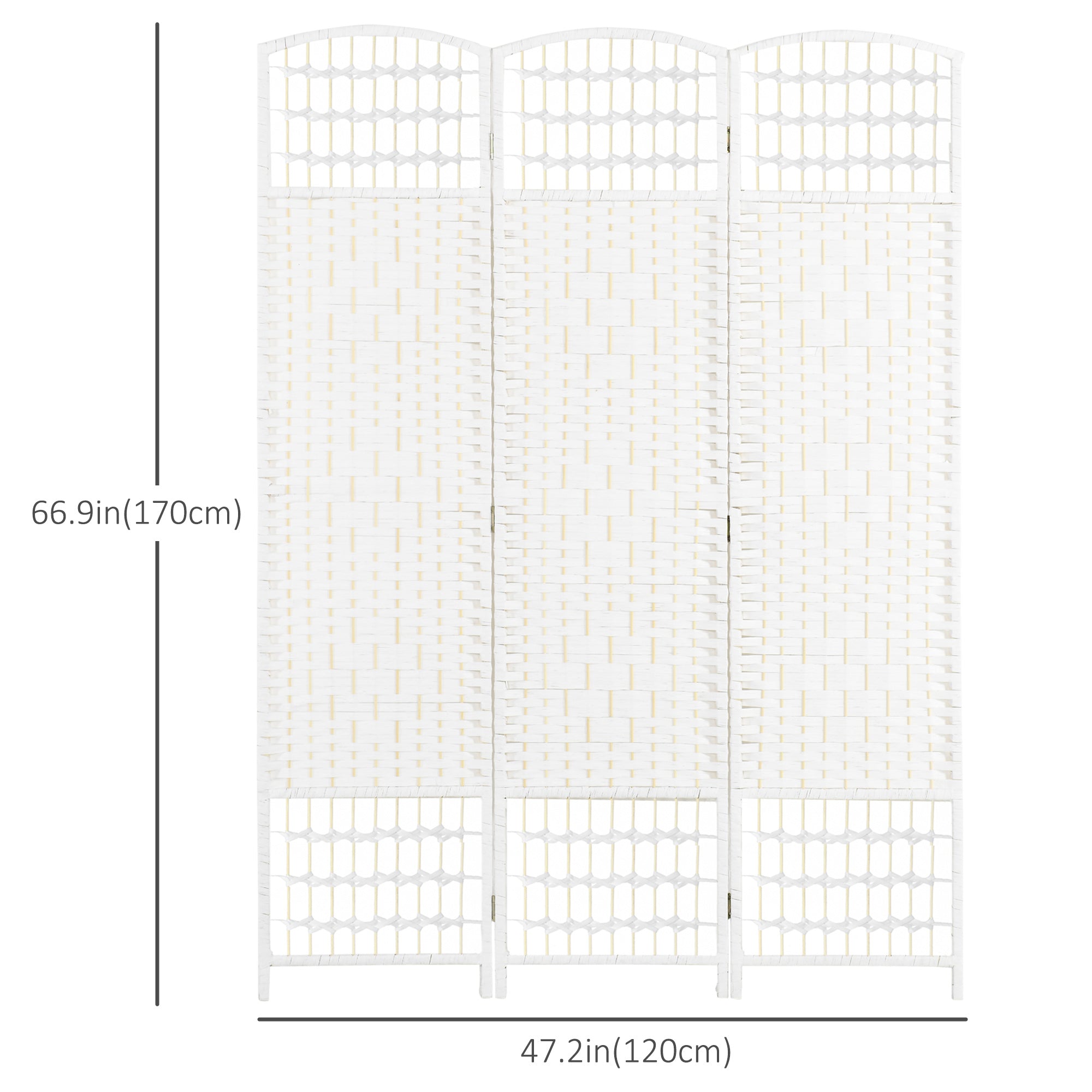 Aosom 3 Panel Folding Room Divider - White Wave Fiber Privacy Screen-Home Furnishings > Living Room Furniture > Room Dividers-DECOROLALA