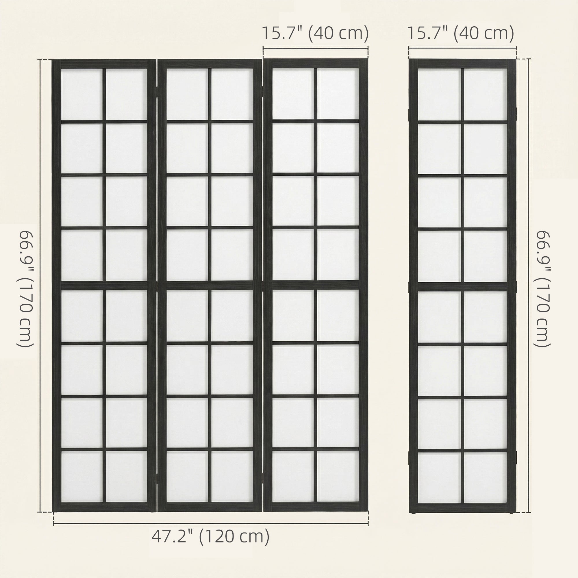 Aosom 3 Panel Room Divider - 5.6 ft Folding Wood Privacy Screen-Home Furnishings > Living Room Furniture > Room Dividers-DECOROLALA
