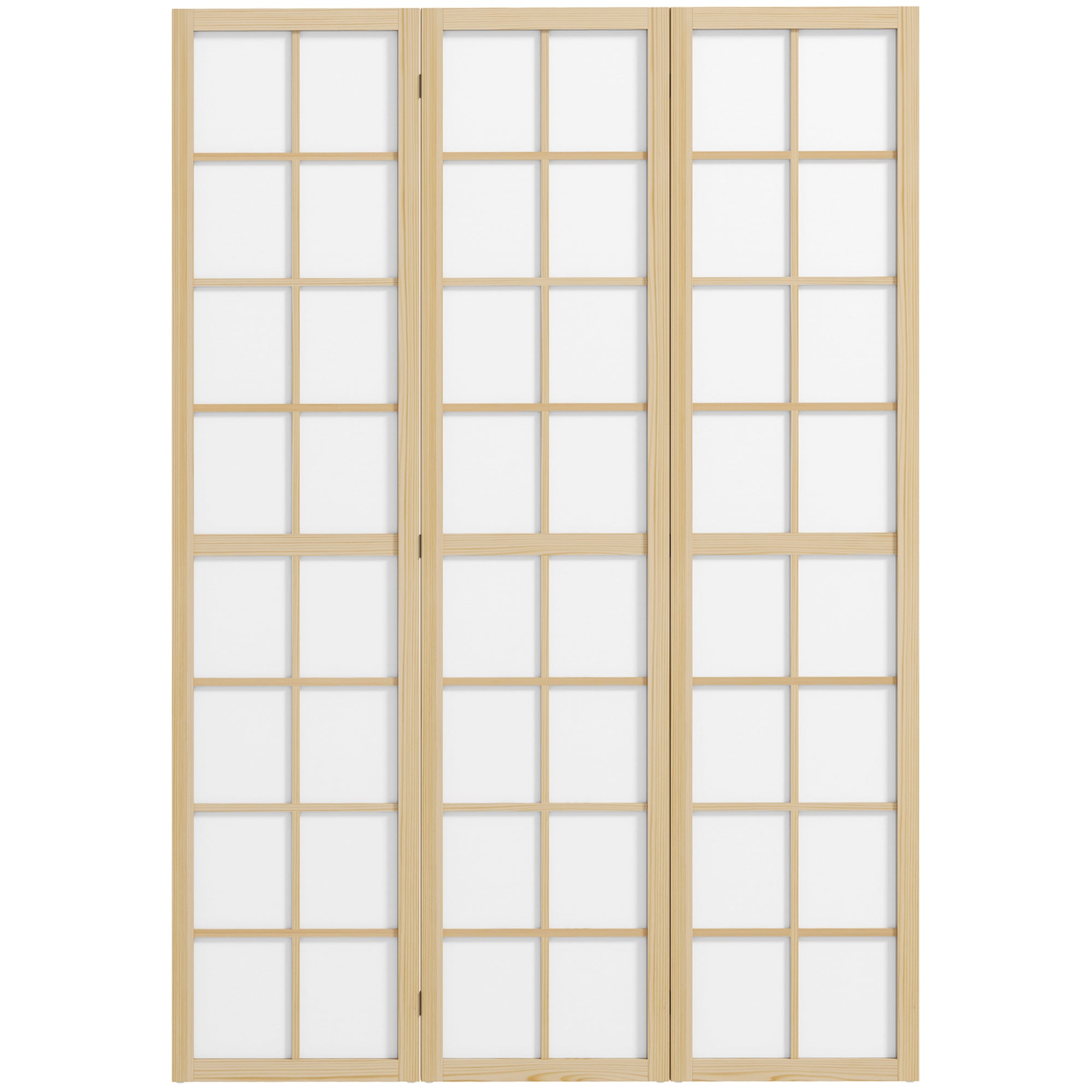 Aosom 3-Panel Room Divider - 5.6 ft Pine Wood Folding Screen-Home Furnishings > Living Room Furniture > Room Dividers-DECOROLALA