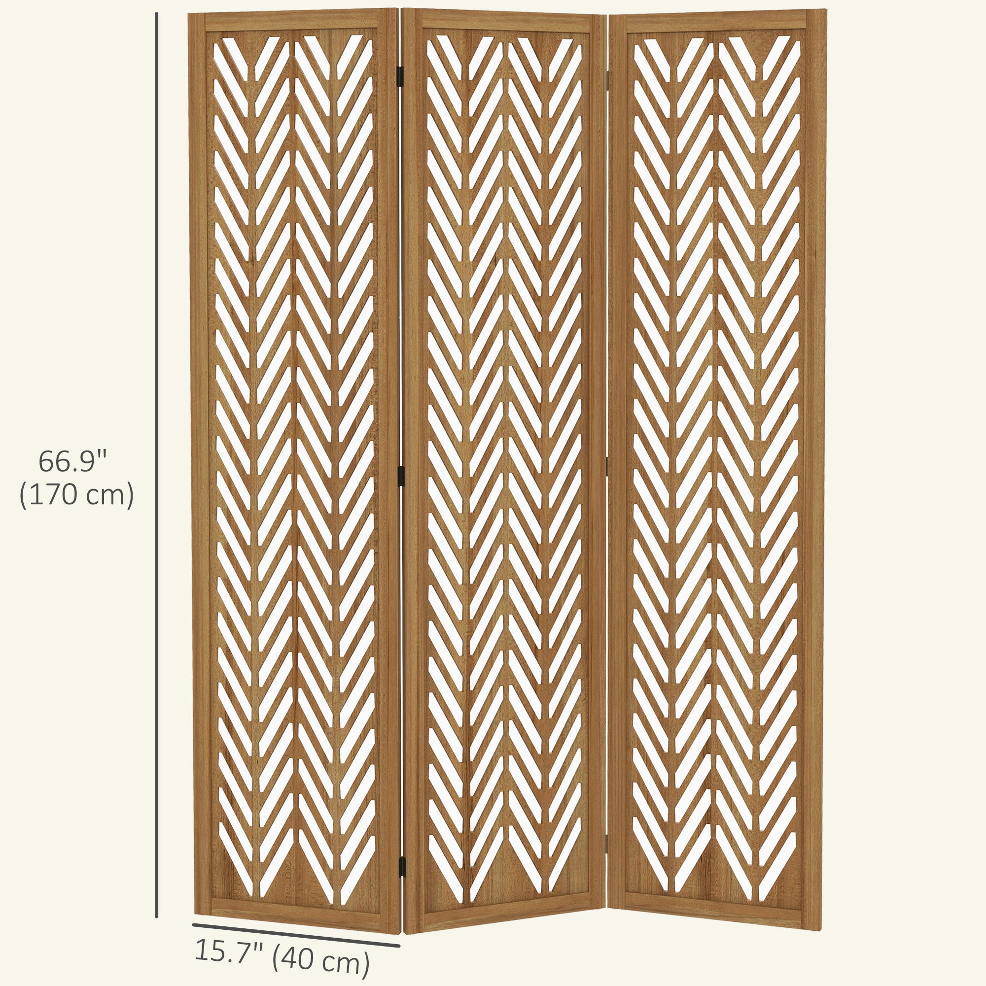 Aosom 3-Panel Wood Room Divider - 5.6ft Tall Light Brown-Home Furnishings > Living Room Furniture > Room Dividers-DECOROLALA