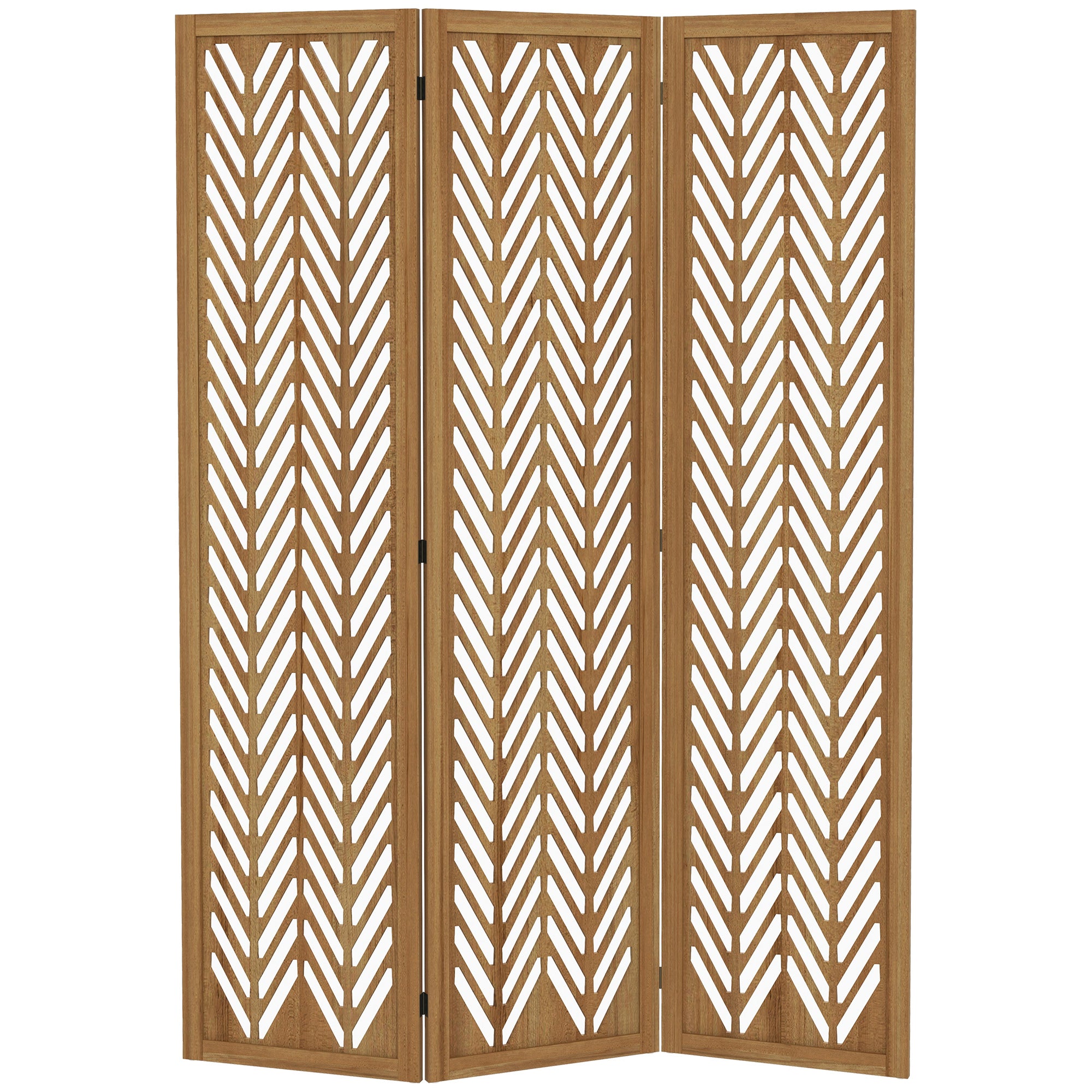 Aosom 3-Panel Wood Room Divider - 5.6ft Tall Light Brown-Home Furnishings > Living Room Furniture > Room Dividers-DECOROLALA