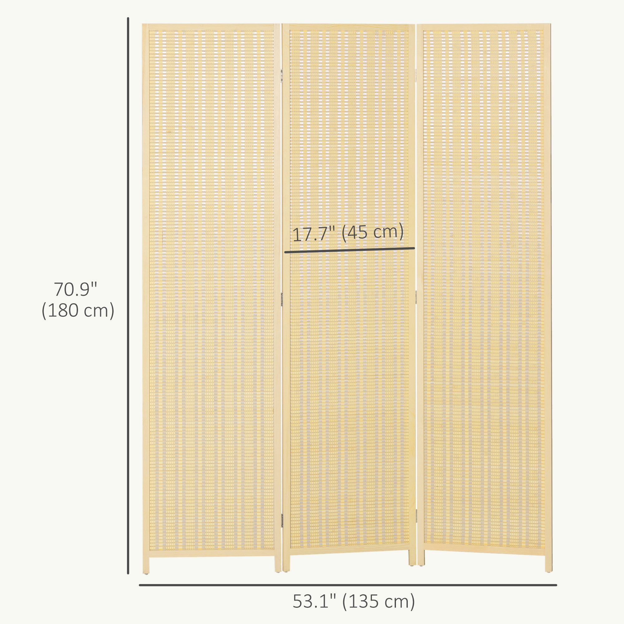 Aosom 3-Panel Woven Bamboo Room Divider - Natural Wood 71" H-Home Furnishings > Living Room Furniture > Room Dividers-DECOROLALA