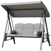 Aosom 3-Person Outdoor Swing Bench - Light Grey-DECOROLALA