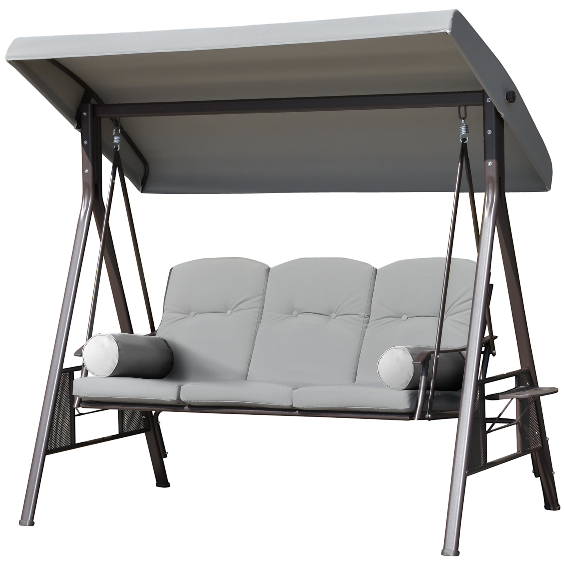 Aosom 3-Person Outdoor Swing Bench - Light Grey-DECOROLALA