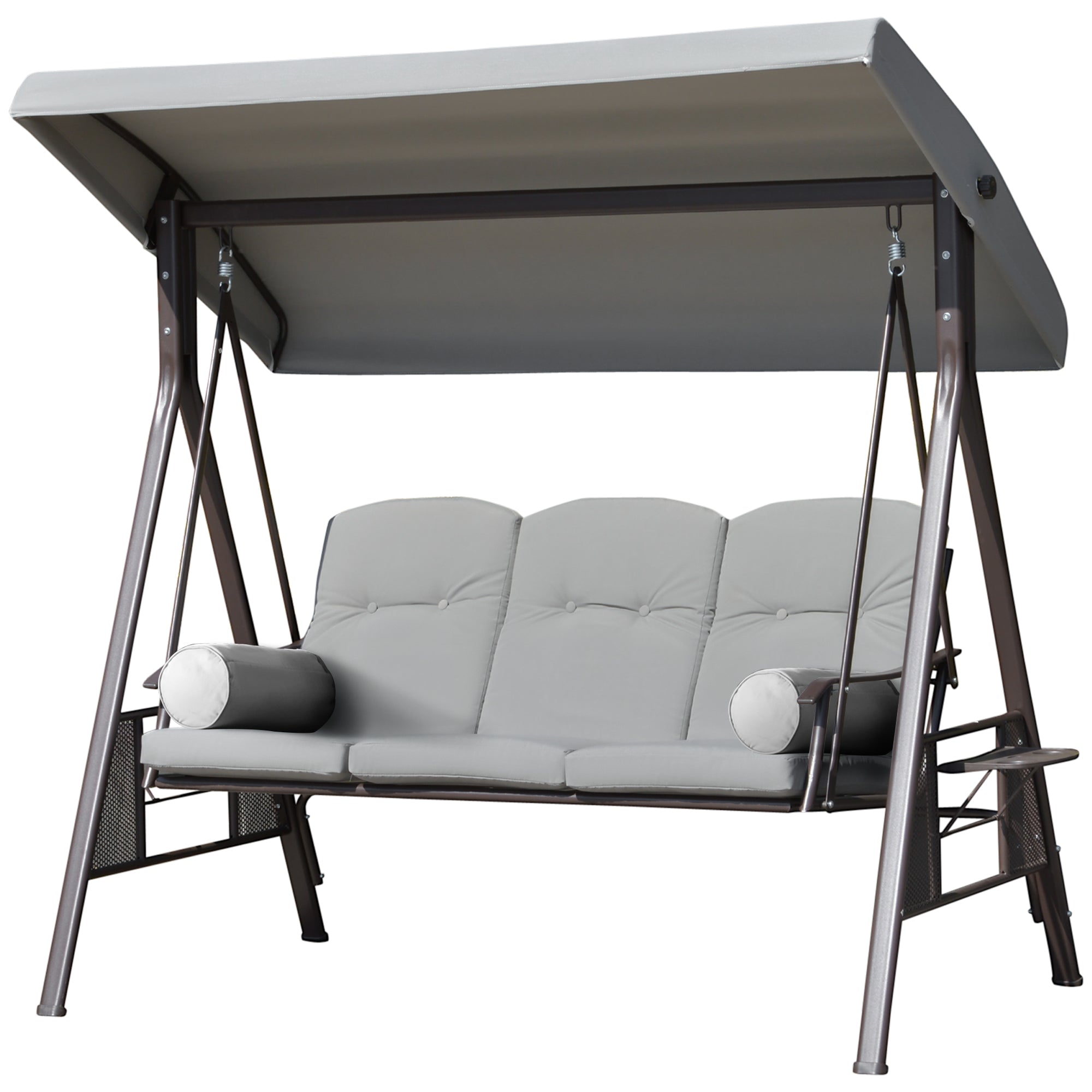 Aosom 3-Person Outdoor Swing Bench - Light Grey-DECOROLALA