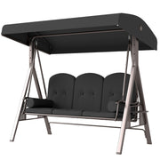 Aosom 3-Person Patio Swing Bench - Dark Grey Canopy-DECOROLALA