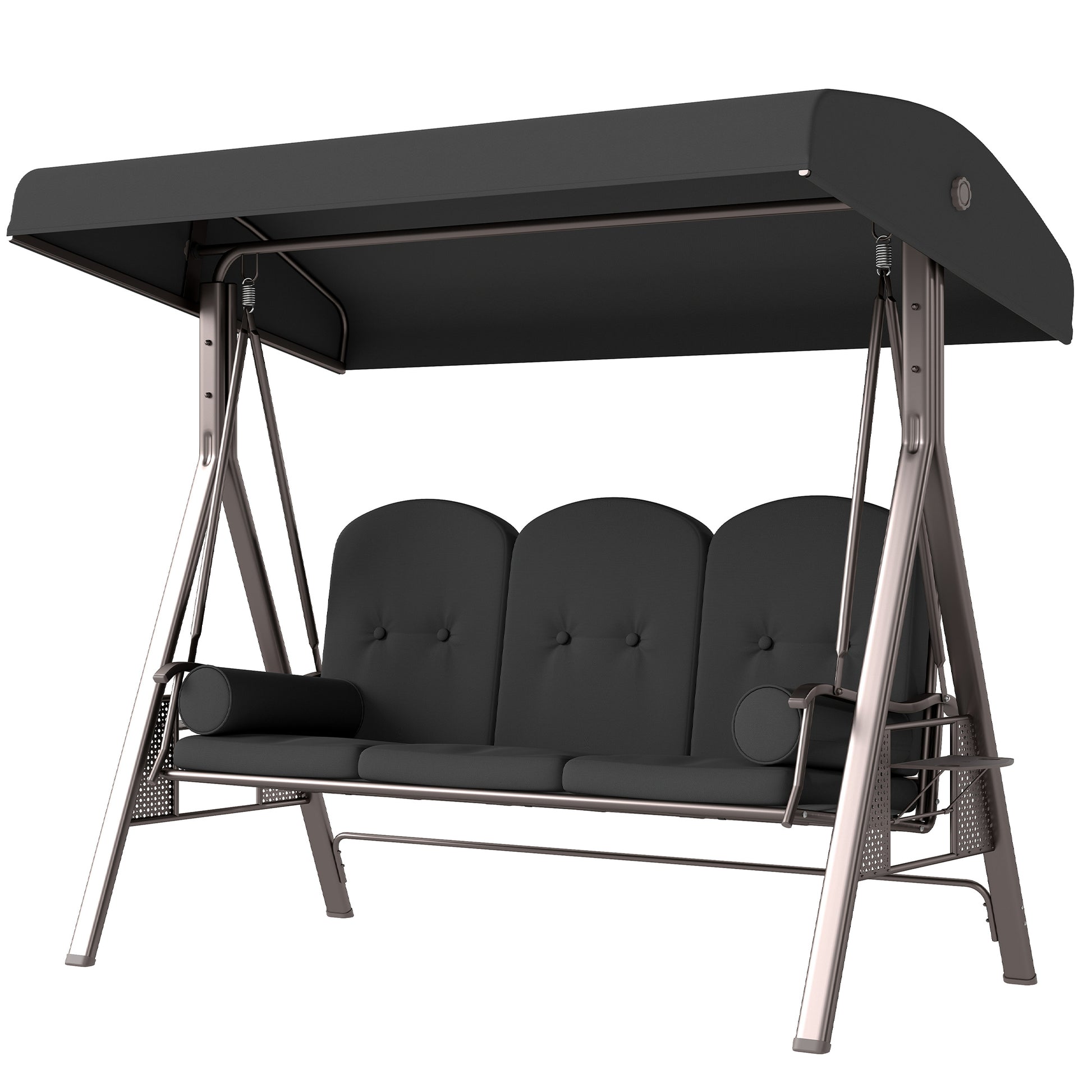 Aosom 3-Person Patio Swing Bench - Dark Grey Canopy-DECOROLALA