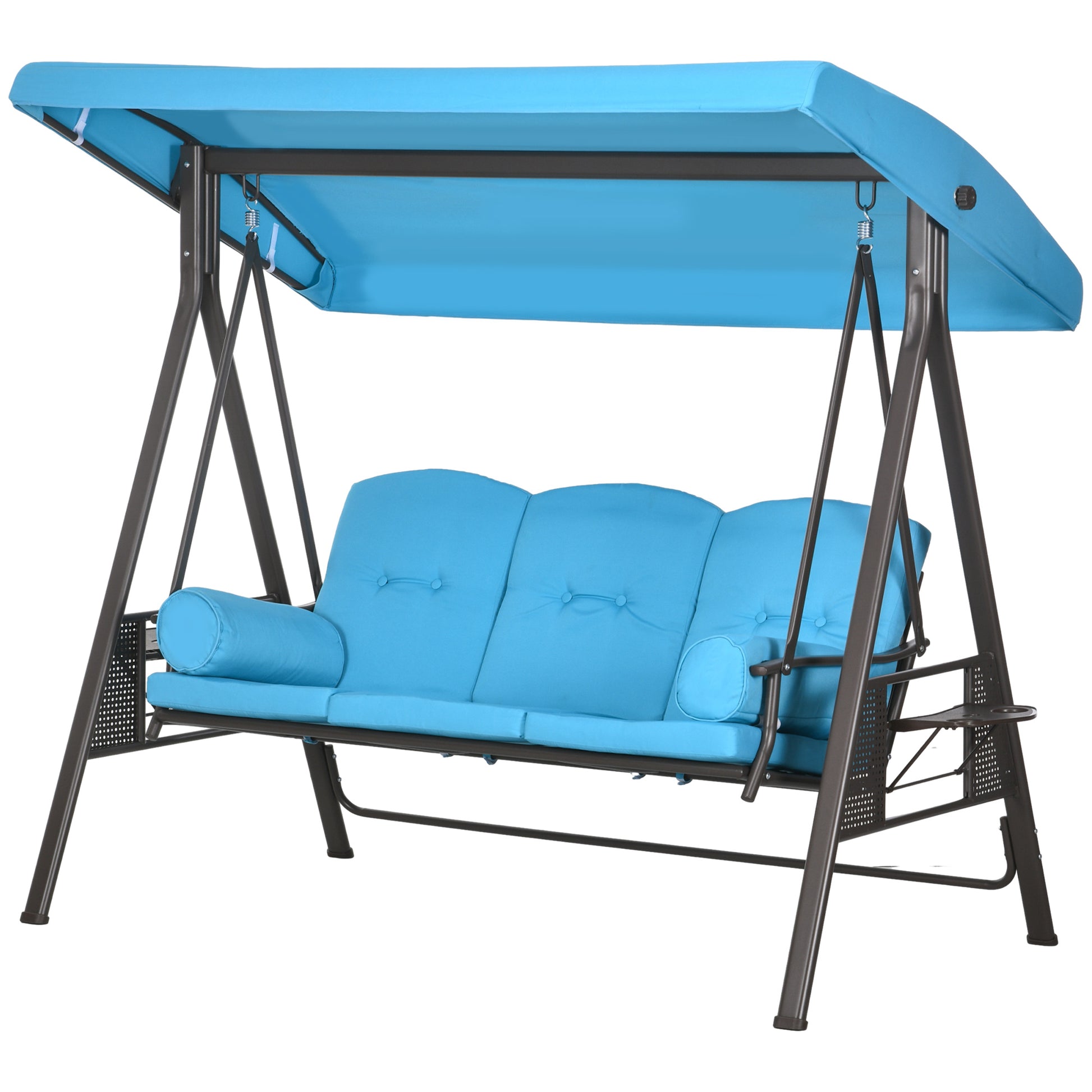 Aosom 3-Person Patio Swing - Light Blue Canopy-DECOROLALA