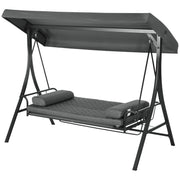 Aosom 3-Person Porch Swing Bed Canopy Dark Grey-DECOROLALA