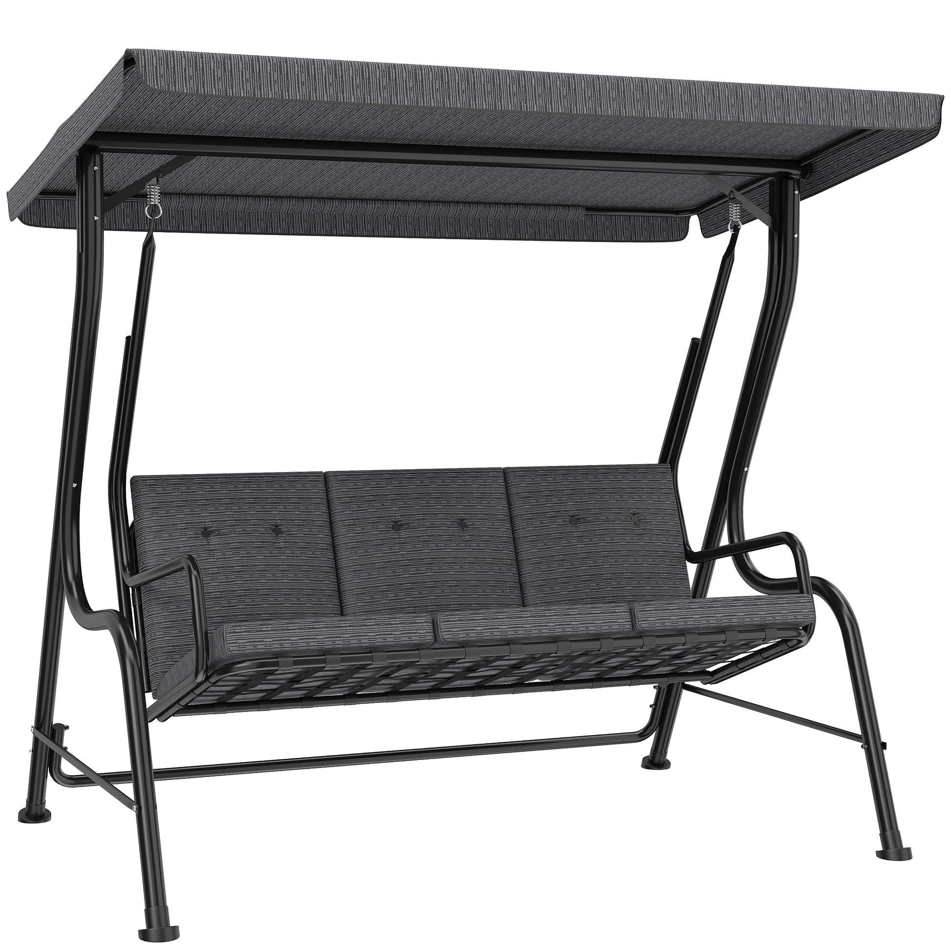 Aosom 3-Person Porch Swing - Grey Canopy Cushion-DECOROLALA