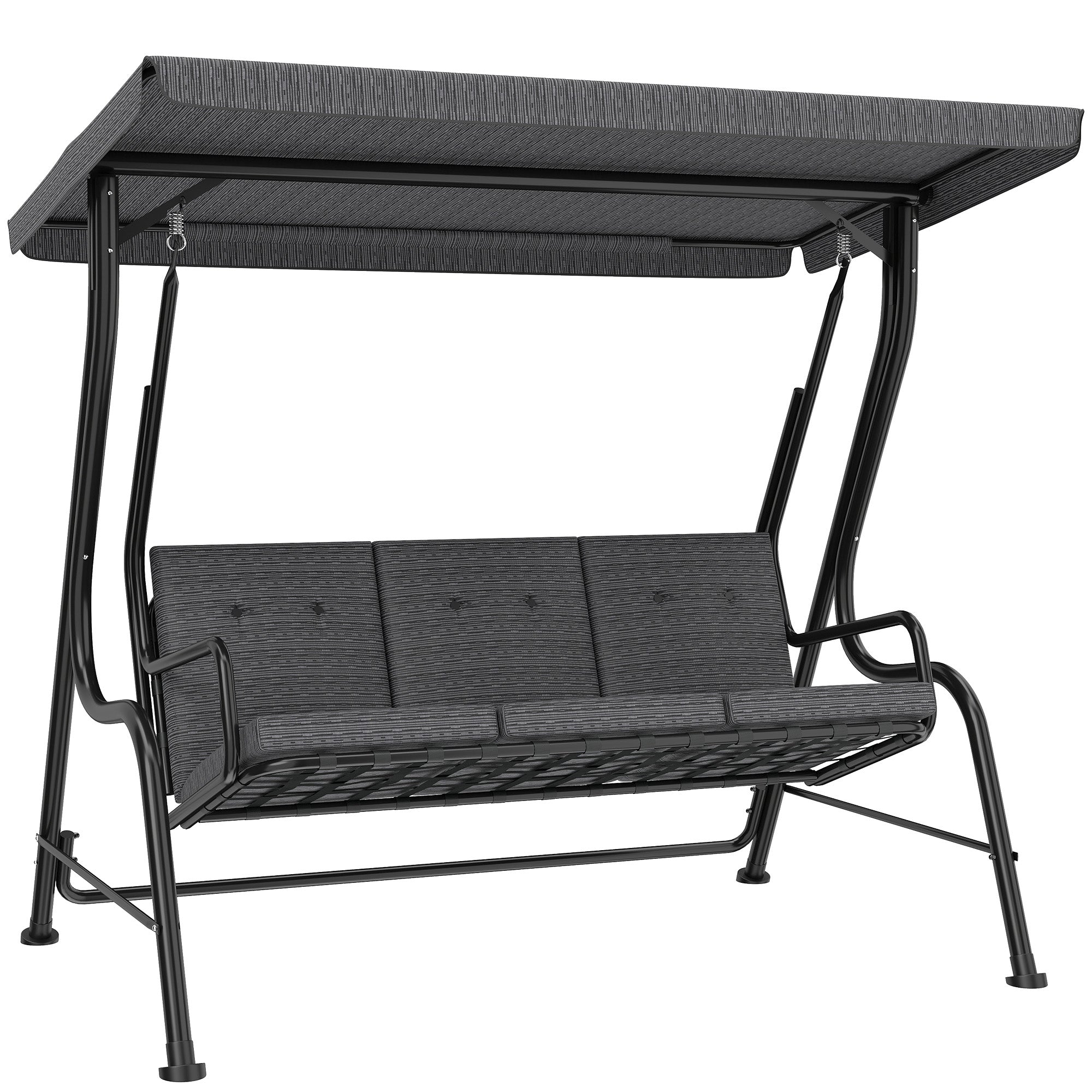 Aosom 3-Person Porch Swing - Grey Canopy Cushion-DECOROLALA
