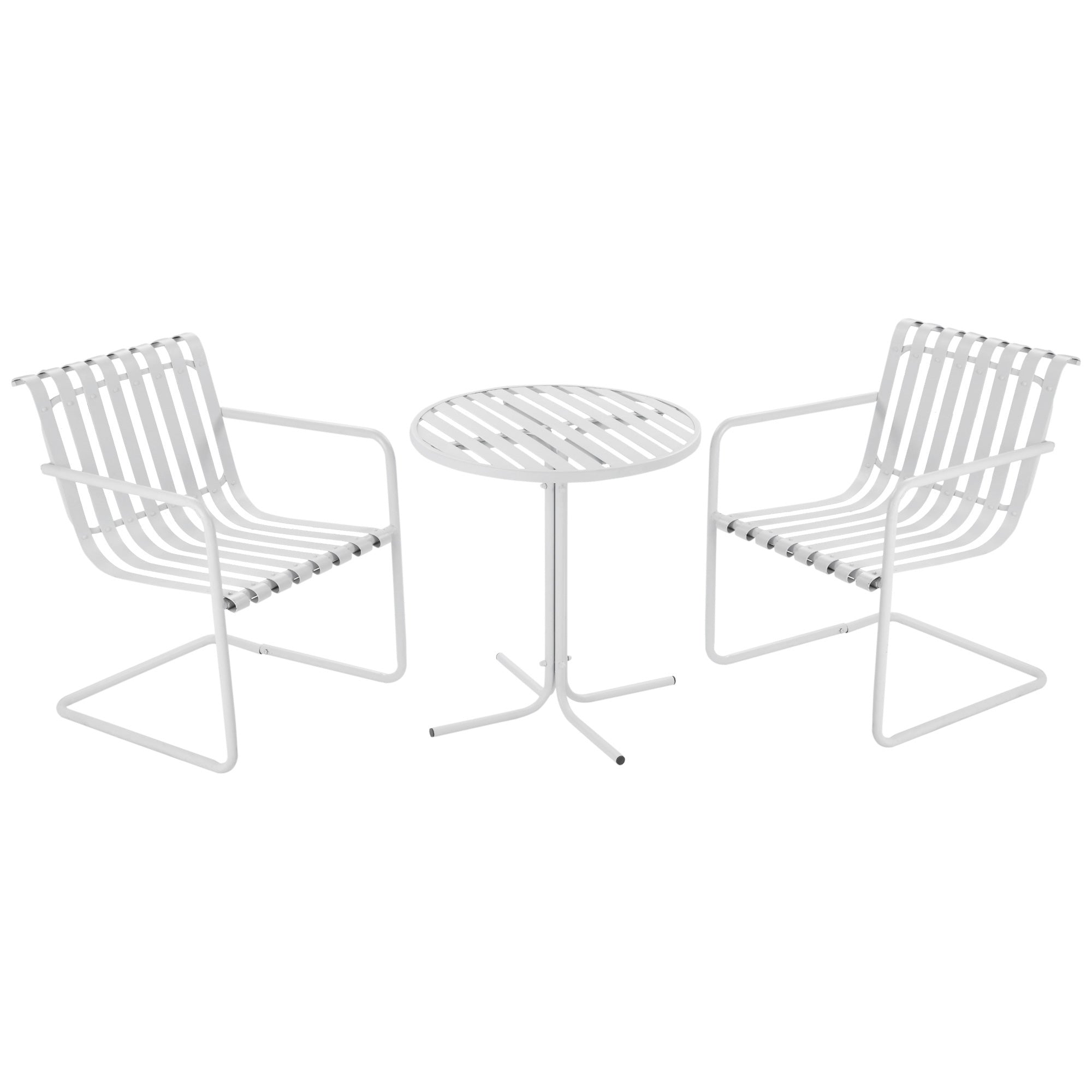 Aosom 3-Piece Patio Bistro Set - White Steel-DECOROLALA