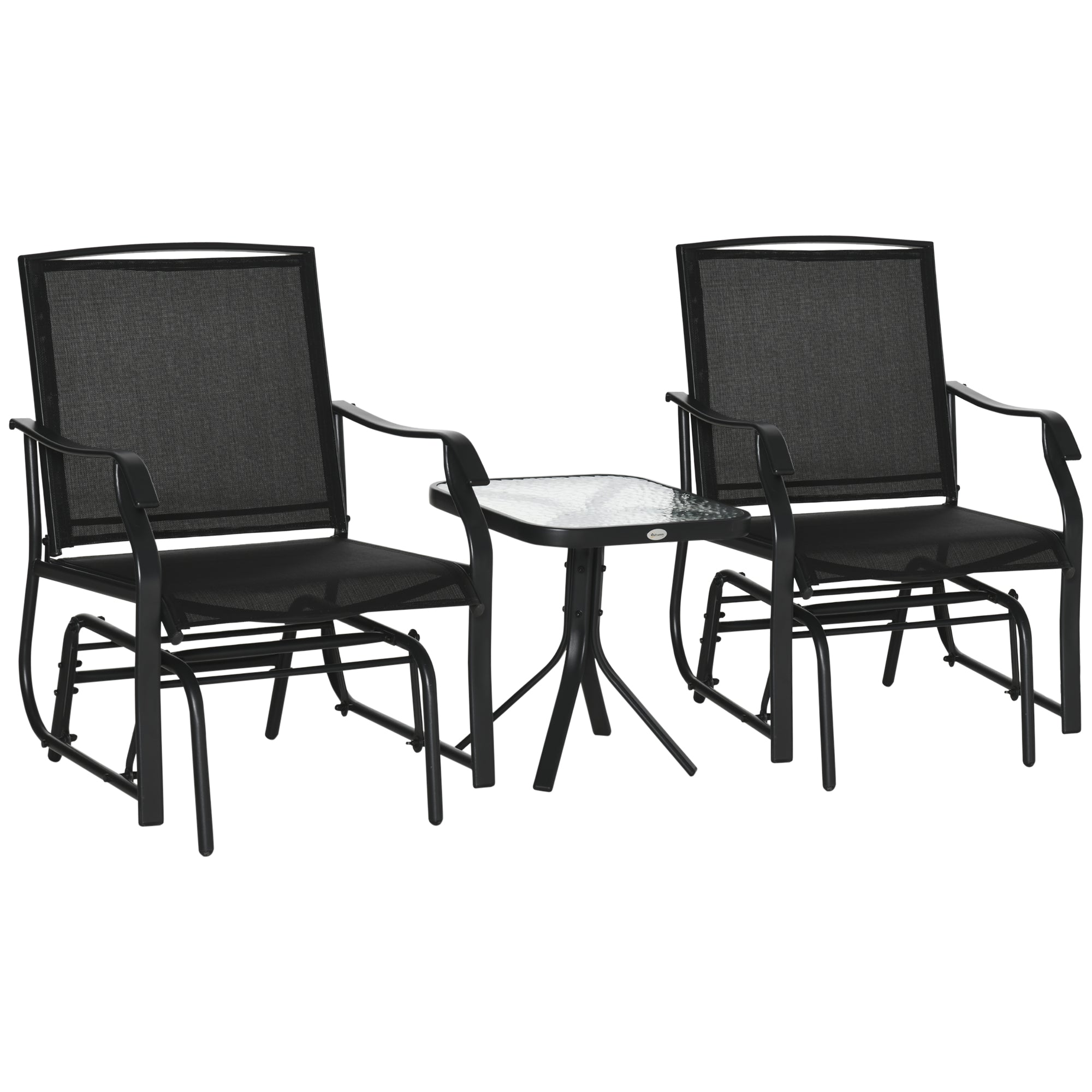 Aosom 3 Piece Patio Glider Set - Black Mesh-DECOROLALA