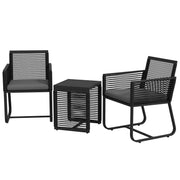Aosom 3-Piece Rattan Bistro Set - Black w/ Cushions-DECOROLALA