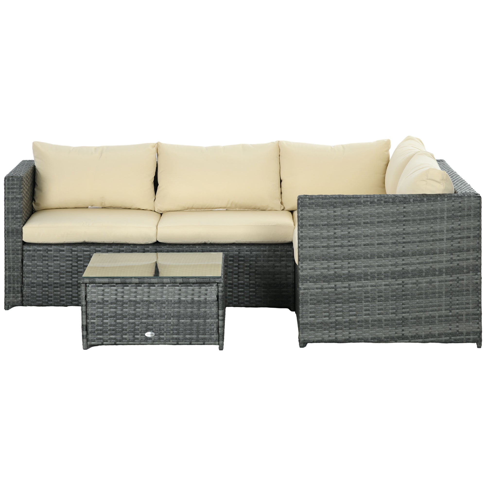 Aosom 3-Piece Rattan Outdoor Furniture Set, Beige, Garden Patio Set-DECOROLALA