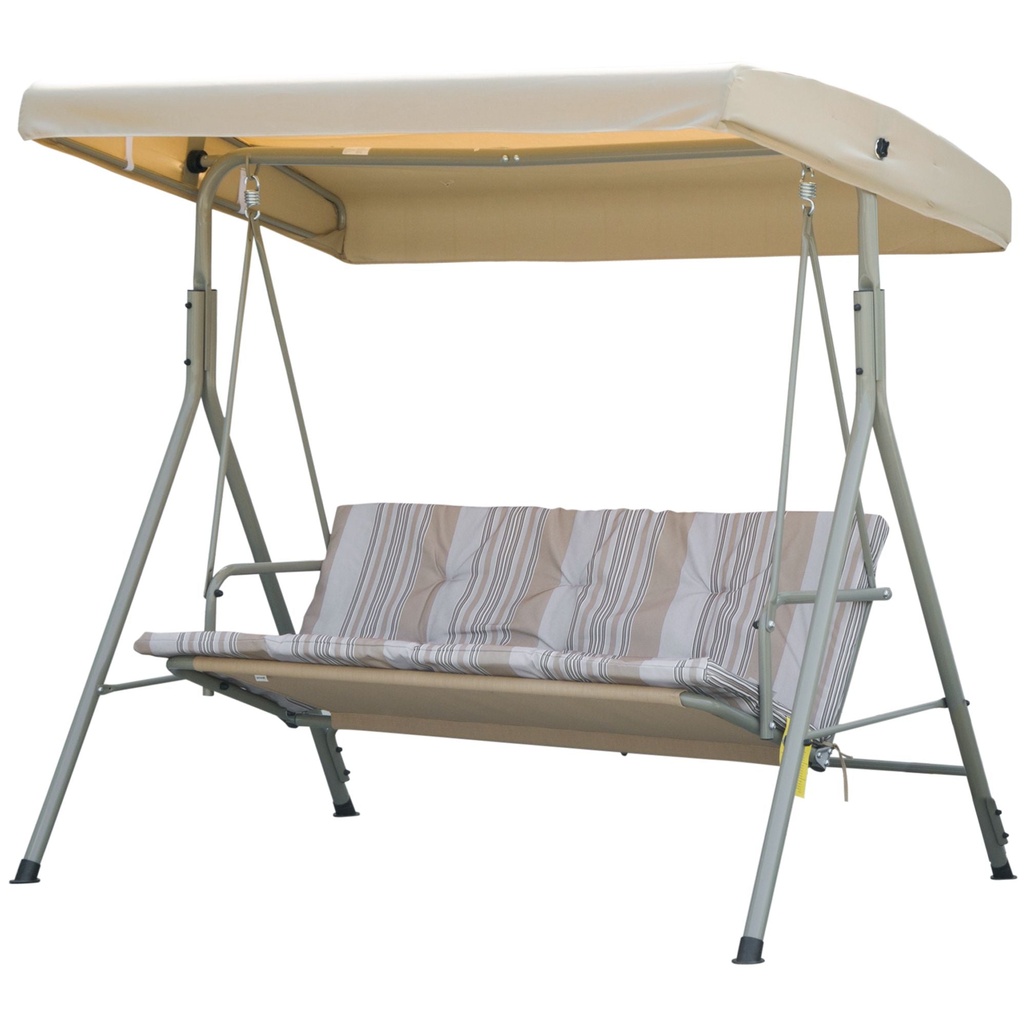Aosom 3-Seat Patio Swing Chair - Light Brown-DECOROLALA