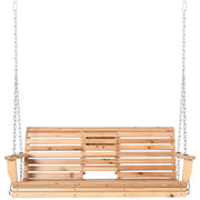 Aosom 3 Seater Patio Swing - Wood with Foldable Table-DECOROLALA