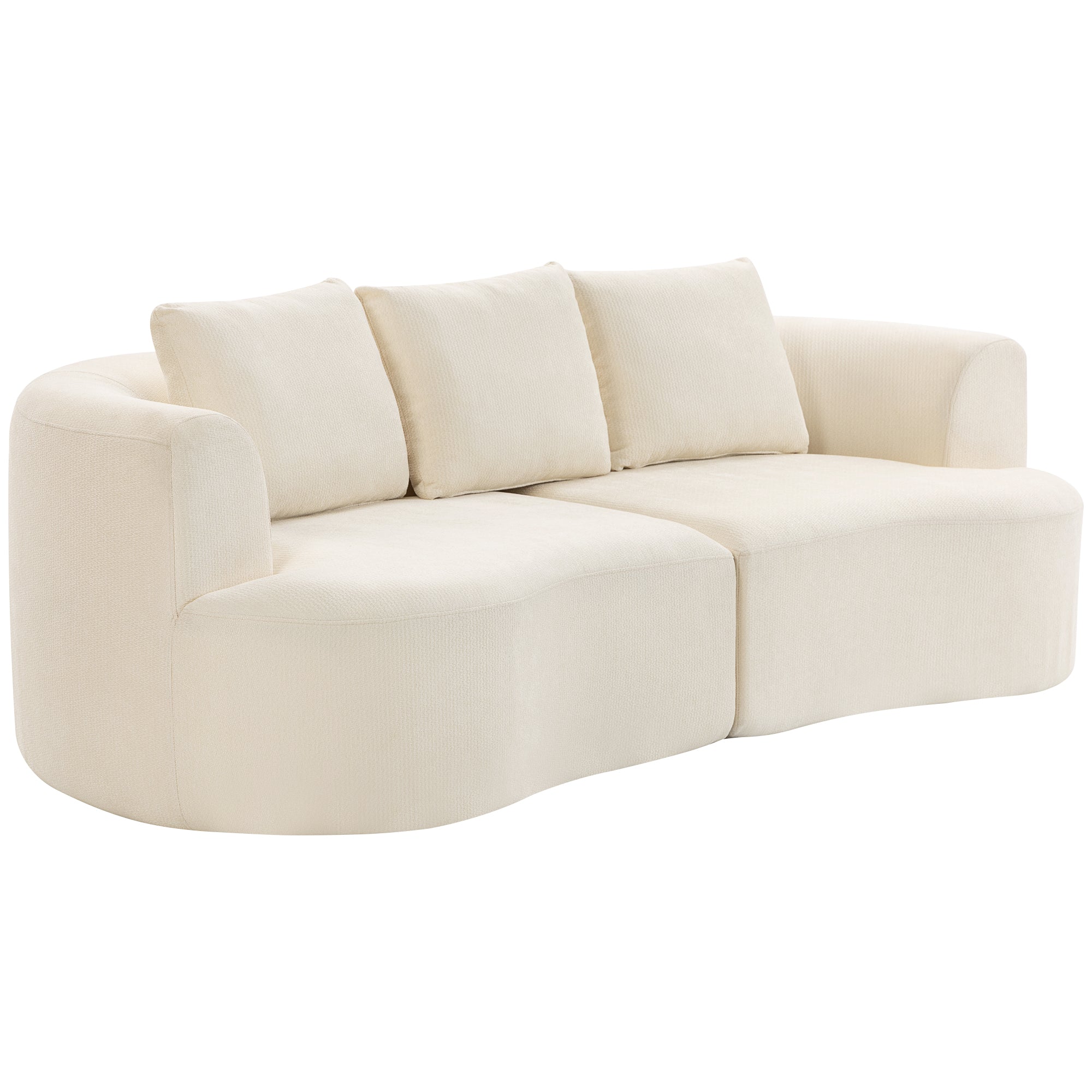 Aosom 3 Seater Sofa 102" Chenille - Cream White-DECOROLALA