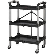 Aosom 3-Tier Collapsible Utility Tool Cart - 150 lbs Black-Home Improvement > Tools-DECOROLALA