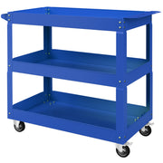 Aosom 3-Tier Rolling Steel Tool Cart - 330 lbs Capacity Blue-Home Improvement > Tools > Tool Organizers-DECOROLALA