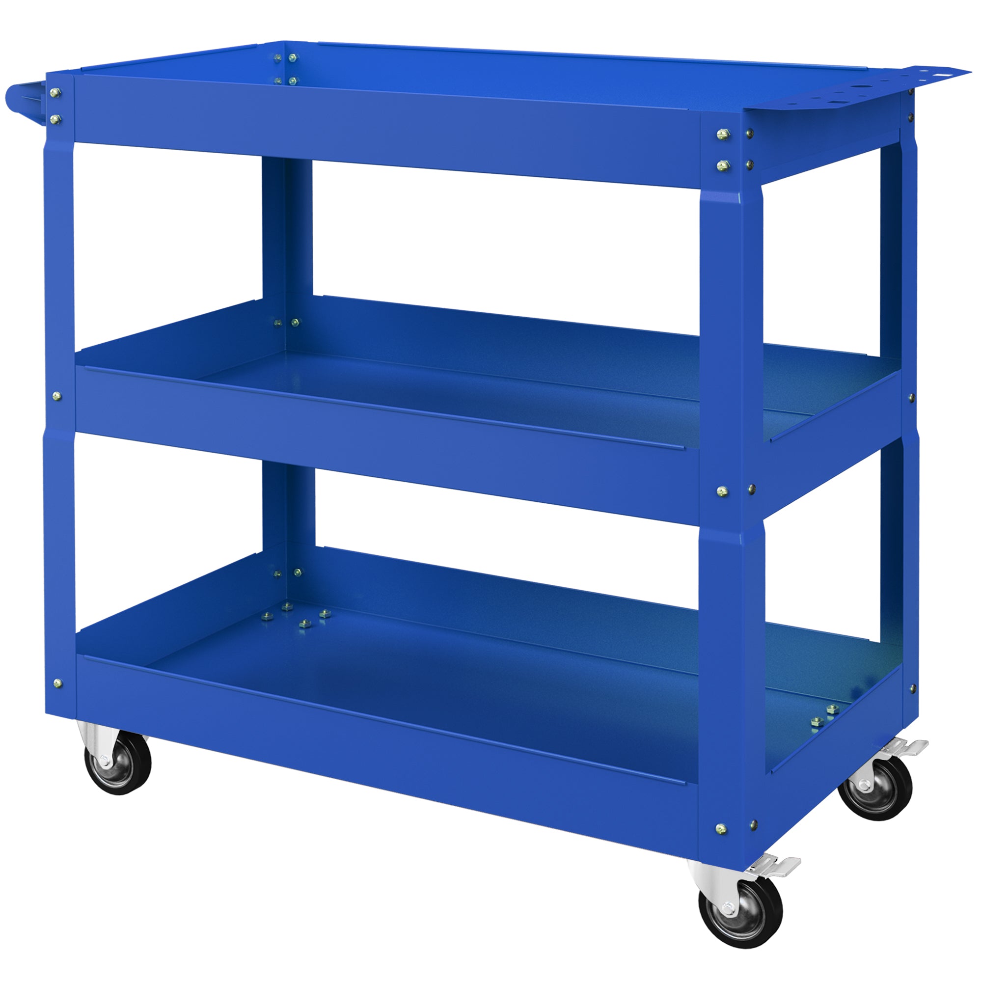 Aosom 3-Tier Rolling Steel Tool Cart - 330 lbs Capacity Blue-Home Improvement > Tools > Tool Organizers-DECOROLALA