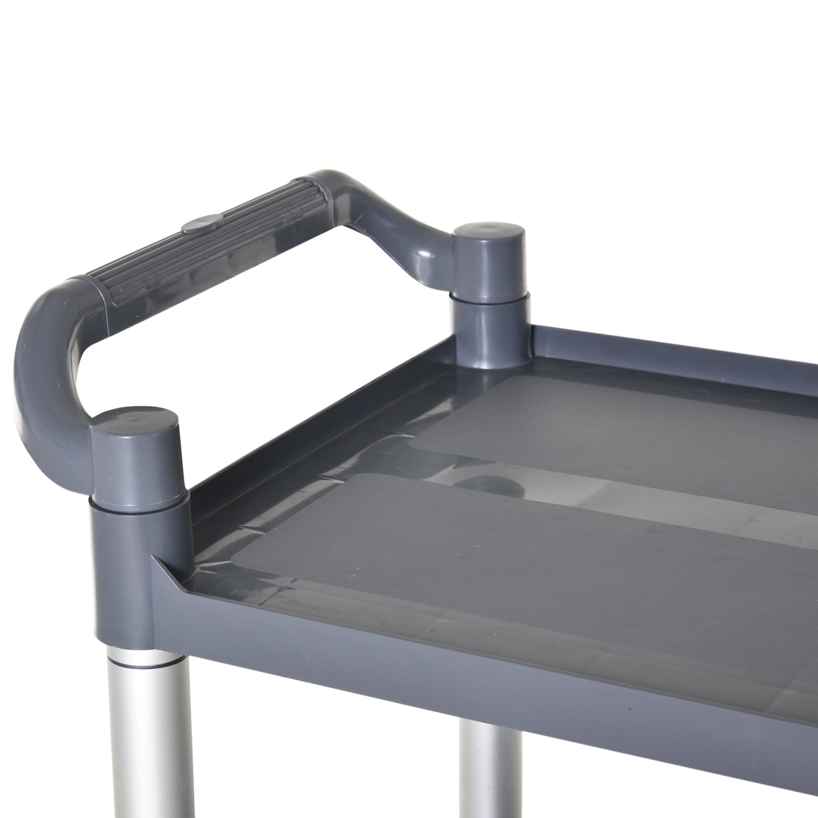 Aosom 3-Tier Rolling Utility Cart - Silver and Gray Aluminum-Home Furnishings > Kitchen & Dining Furniture > Kitchen Islands & Kitchen Carts-DECOROLALA