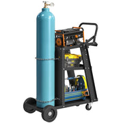 Aosom 3-Tier Welding Utility Cart with Gas Cylinder Holder - Black-Home Improvement > Tools > Tool Organizers-DECOROLALA